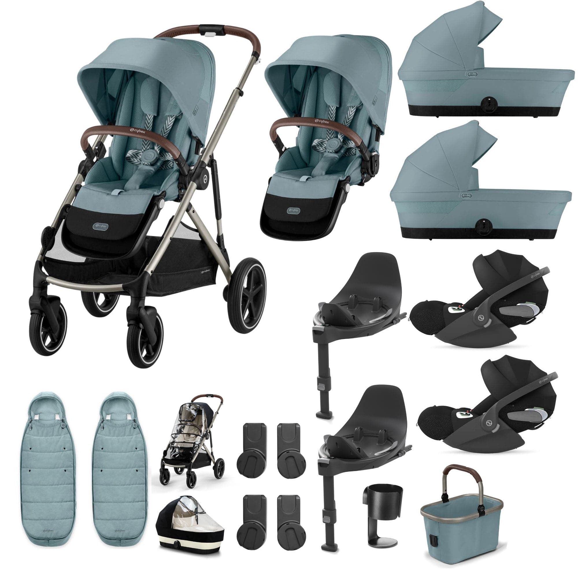 Cybex travel systems Cybex Gazelle S Twin Luxury Pushchair Bundle - Stormy Blue 20391-TWN-LUX-BLU-4
