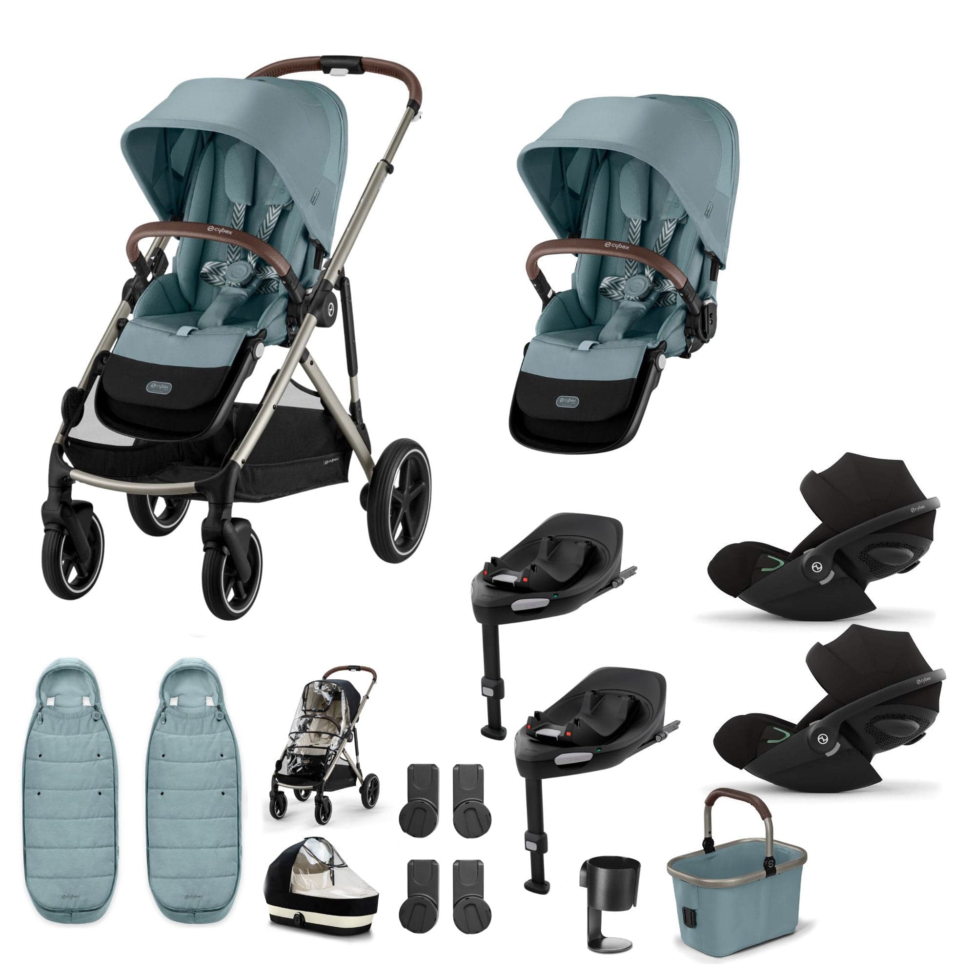 Cybex travel systems Cybex Gazelle S Twin Luxury Pushchair Bundle - Stormy Blue 20391-TWN-LUX-BLU-5