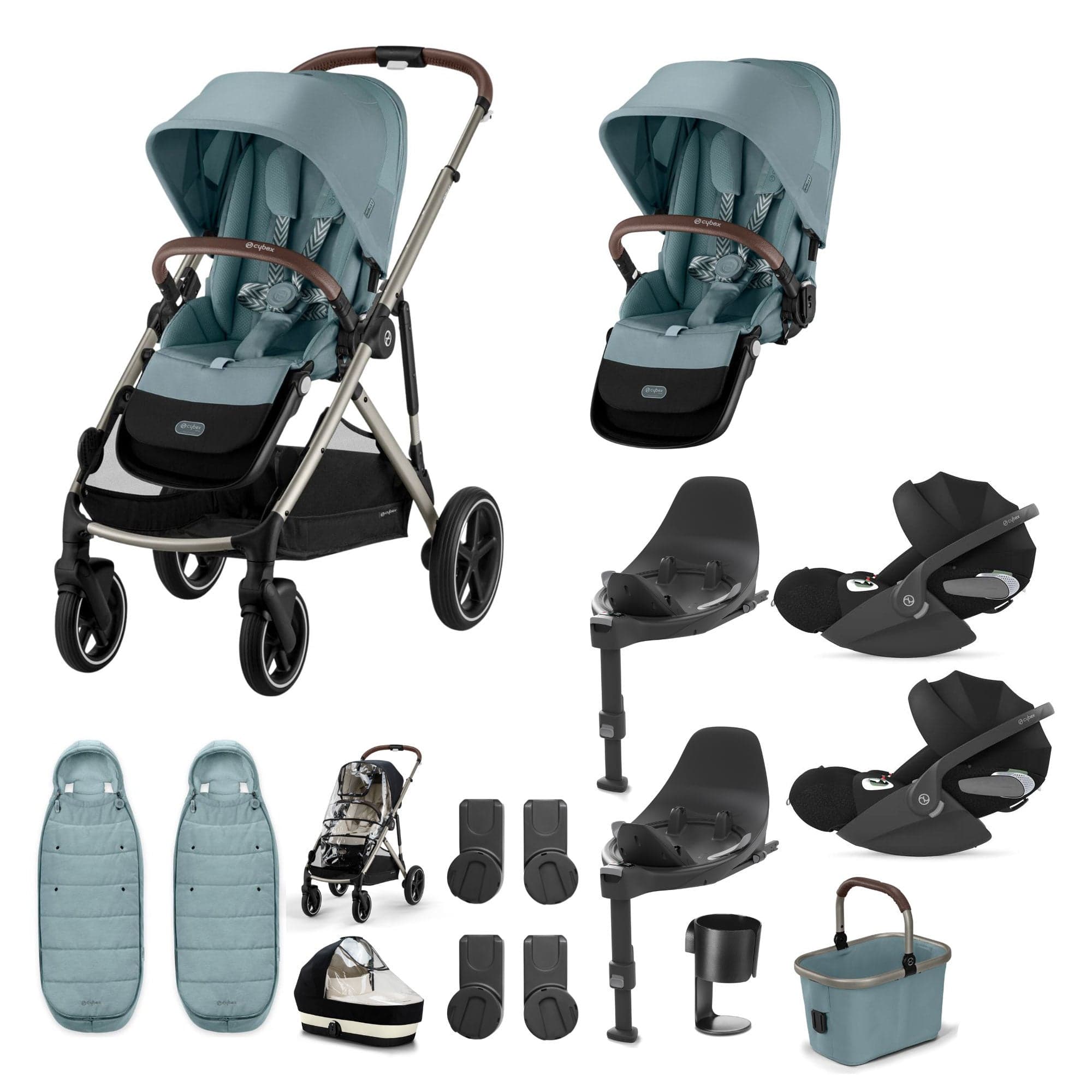 Cybex travel systems Cybex Gazelle S Twin Luxury Pushchair Bundle - Stormy Blue 20391-TWN-LUX-BLU-6