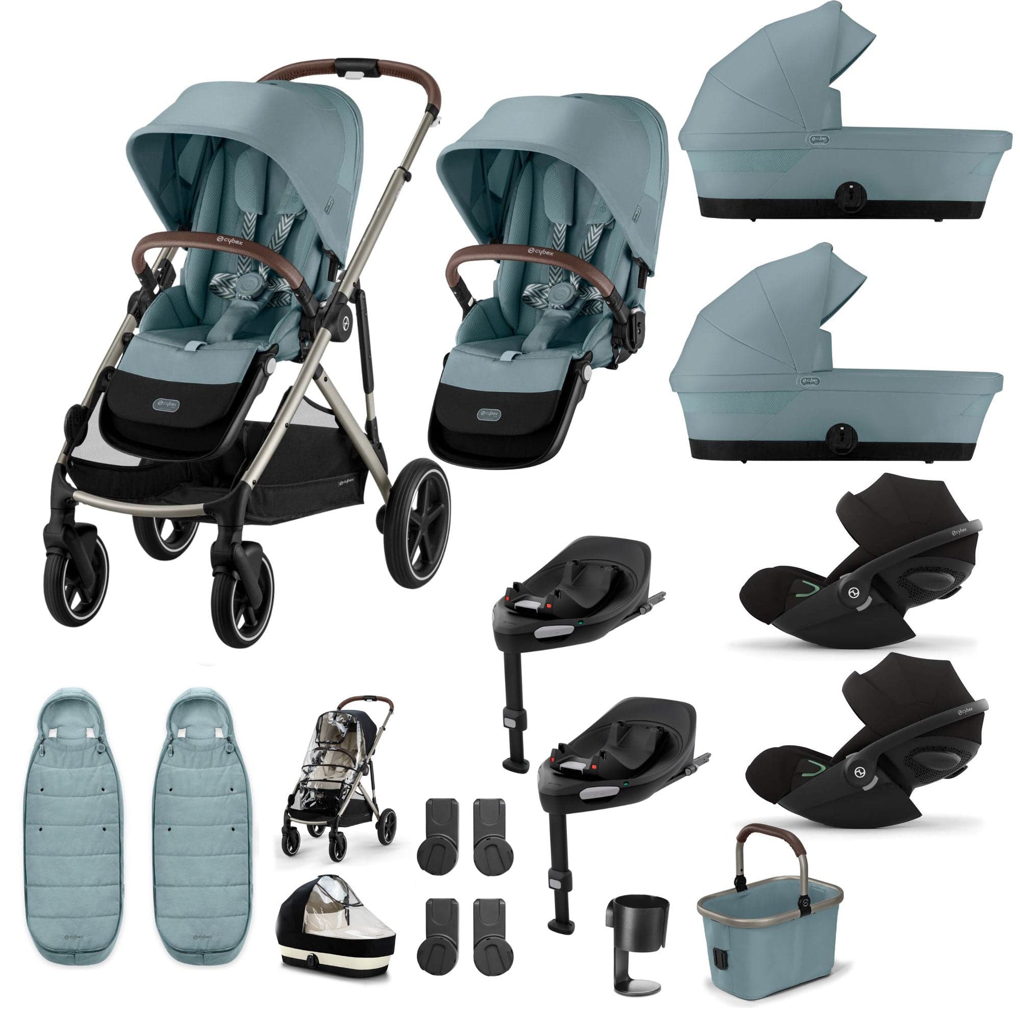 Cybex travel systems Cybex Gazelle S Twin Luxury Pushchair Bundle - Stormy Blue 20391-TWN-LUX-BLU-7