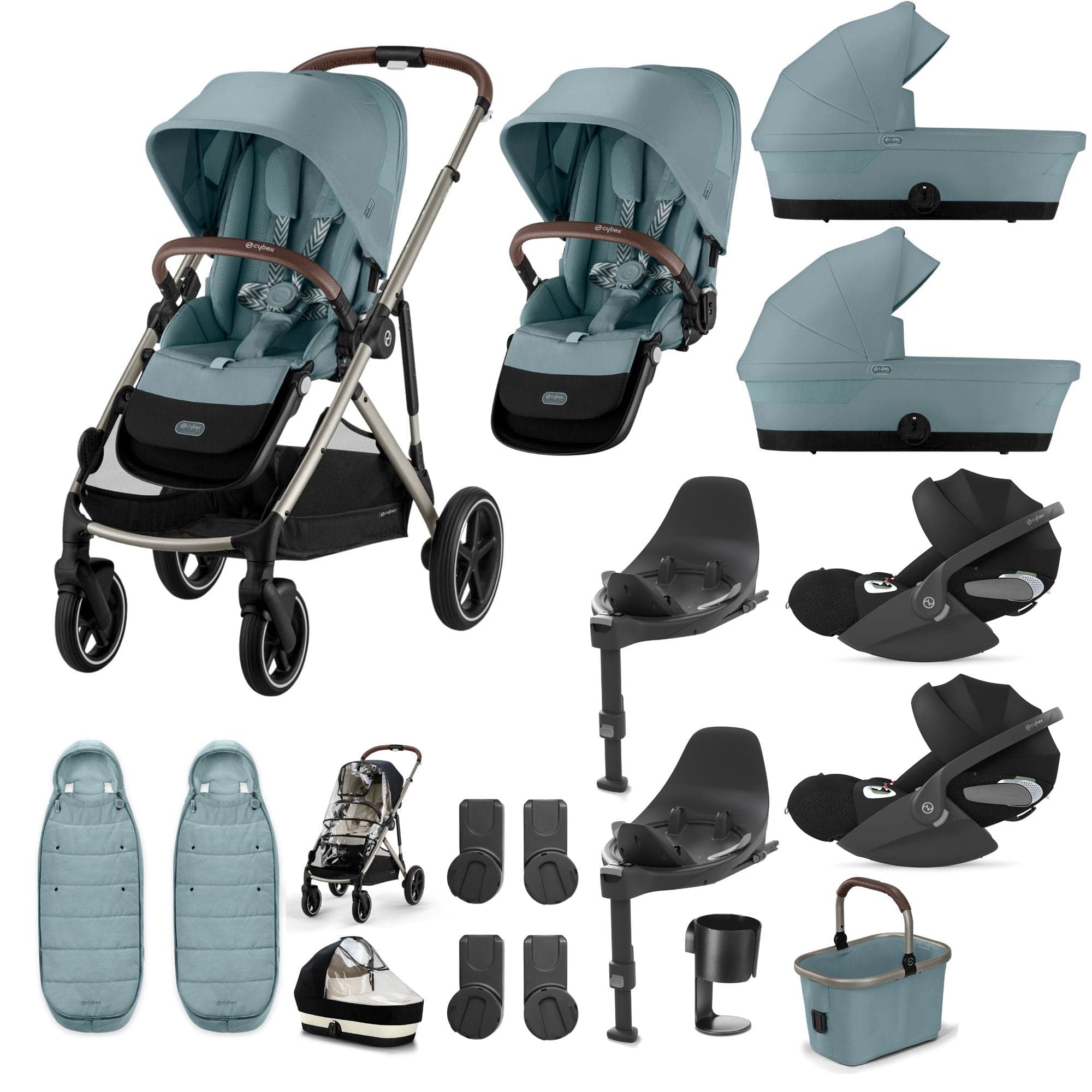 Cybex travel systems Cybex Gazelle S Twin Luxury Pushchair Bundle - Stormy Blue 20391-TWN-LUX-BLU-8
