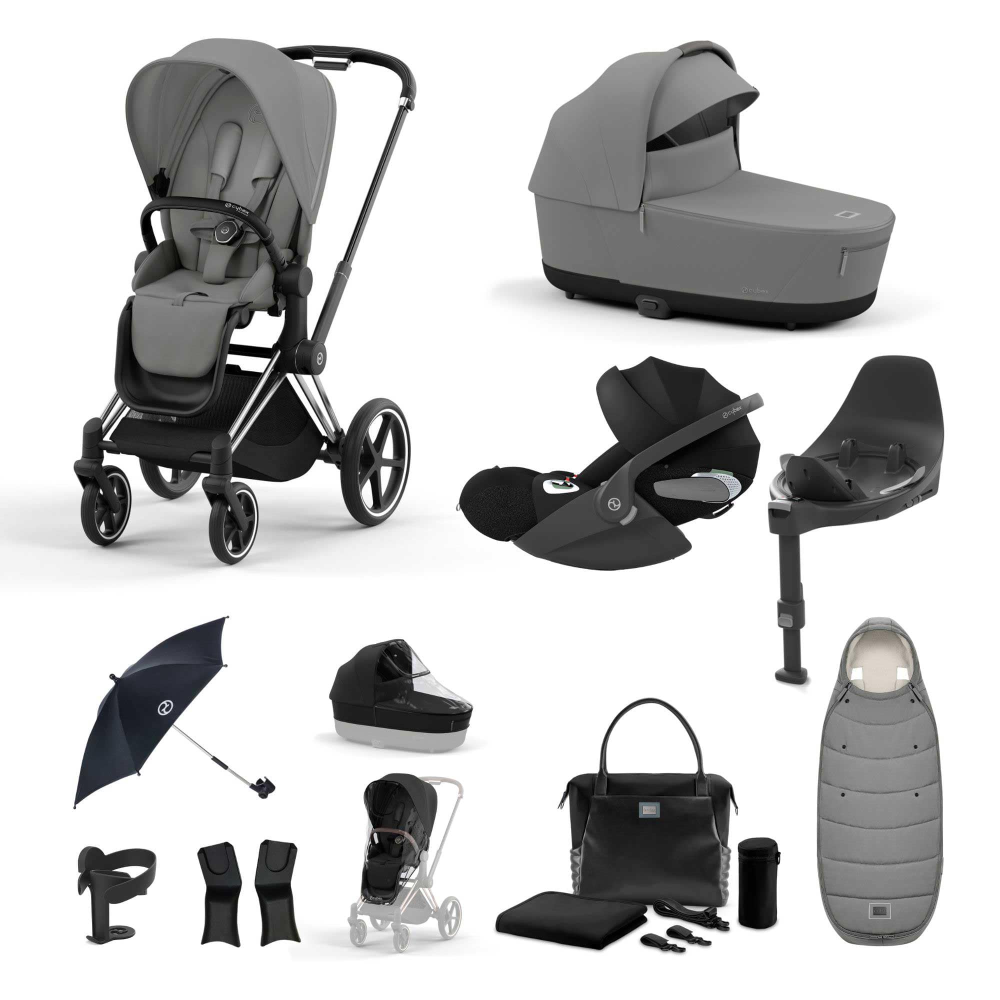 Cybex travel systems Cybex Priam Cloud T Travel System - Mirage Grey 19677-CHR-CLT-MIR-GRY