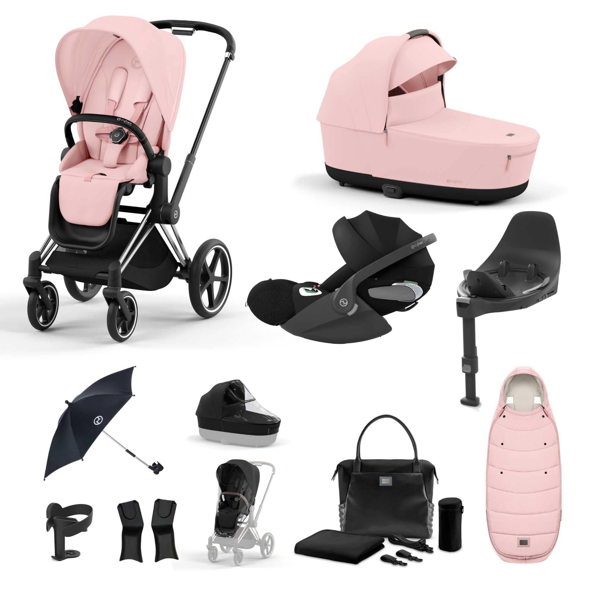 Cybex travel systems Cybex Priam Cloud T Travel System - Peach Pink 19676-CHR-CLT-PCH-PNK