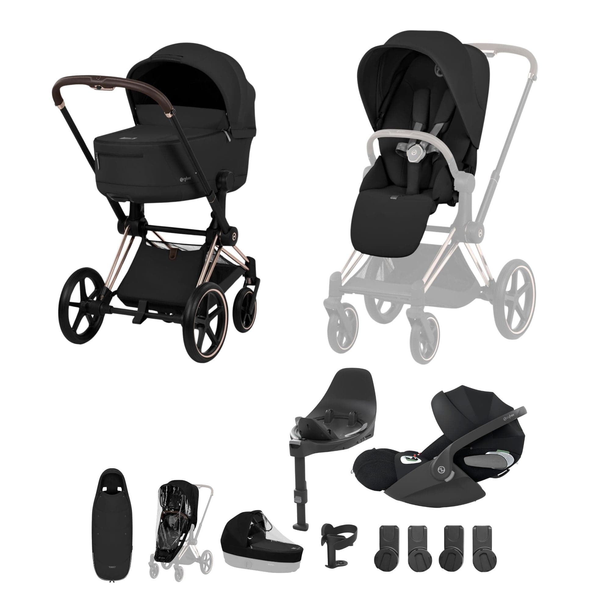 Cybex travel systems Cybex Priam Ultimate Accessory Bundle - Comfort Collection - Sepia Black 21955-RG-BLK-1
