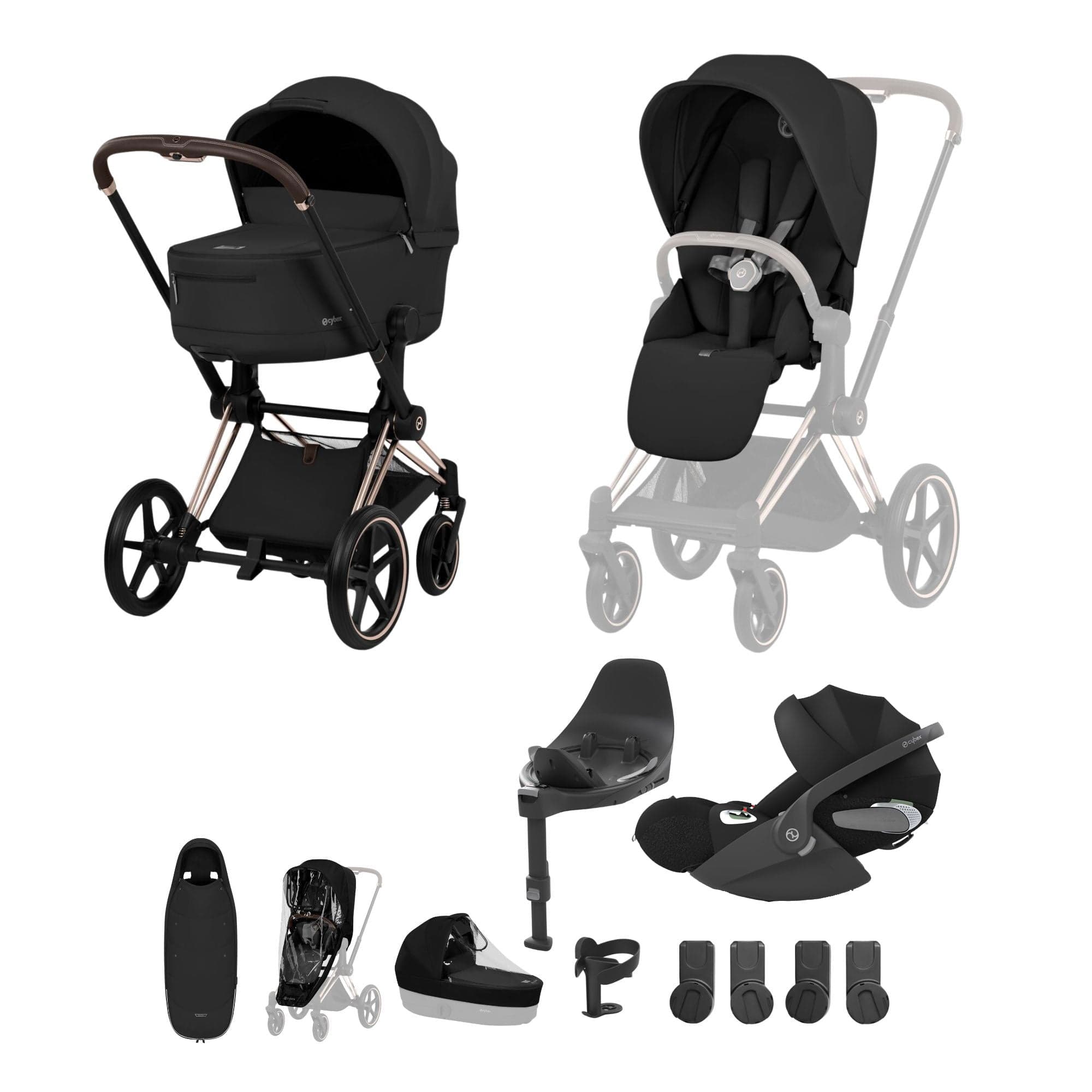 Cybex travel systems Cybex Priam Ultimate Accessory Bundle - Comfort Collection - Sepia Black 21955-RG-BLK
