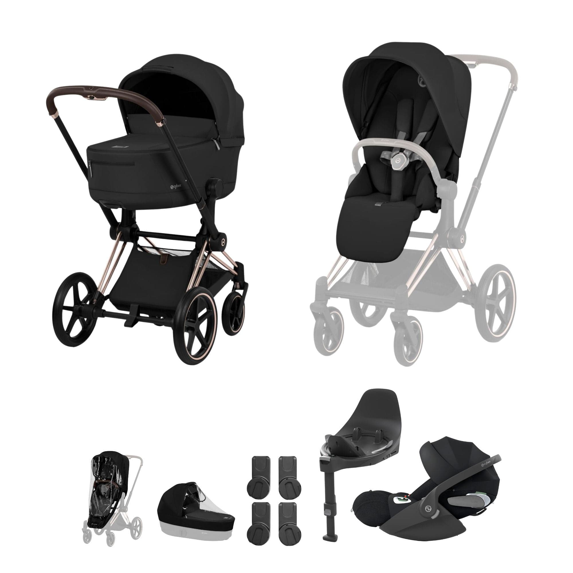 Cybex travel systems Cybex Priam Ultimate Bundle - Comfort Collection - Sepia Black 21947-RG-BLK-1