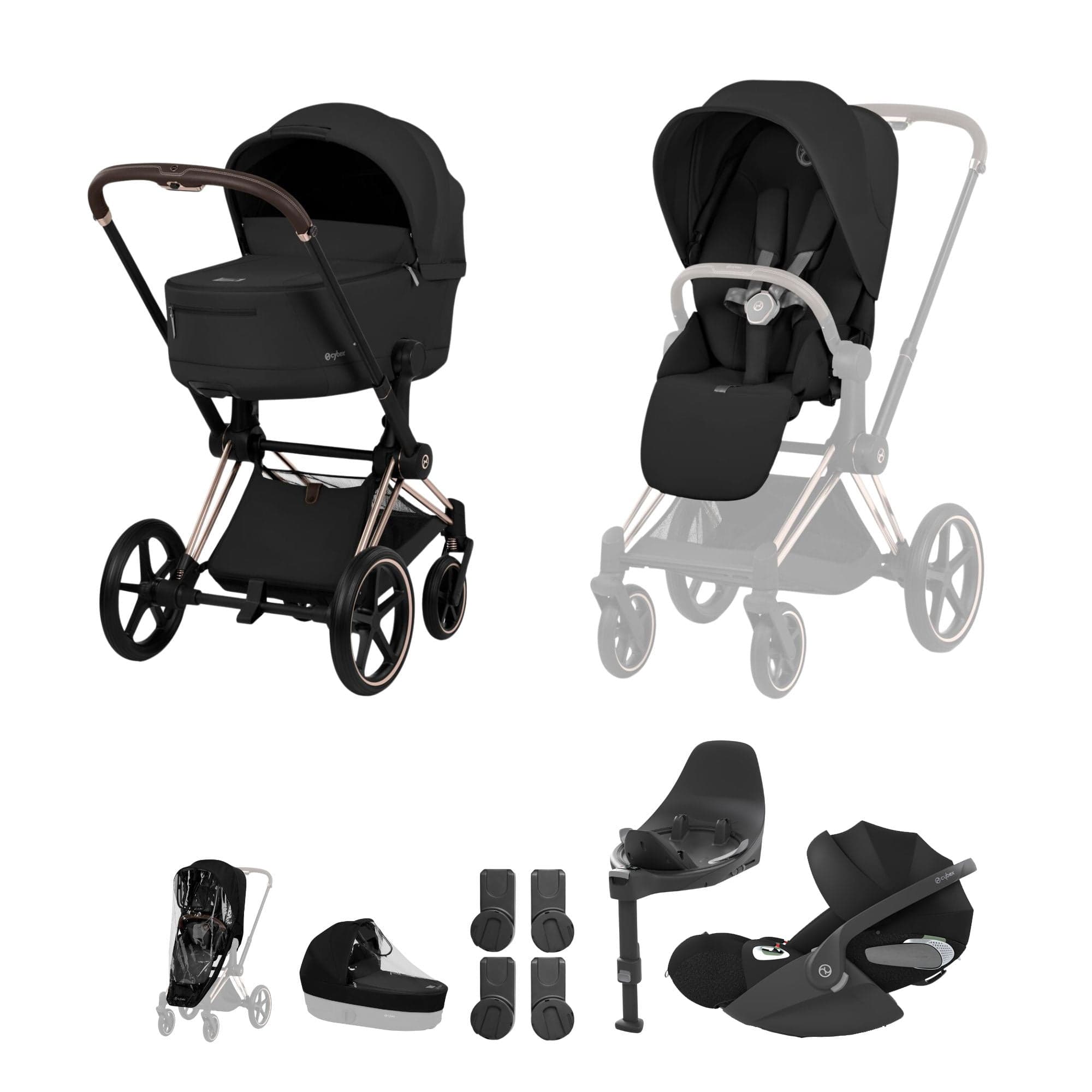 Cybex travel systems Cybex Priam Ultimate Bundle - Comfort Collection - Sepia Black 21947-RG-BLK
