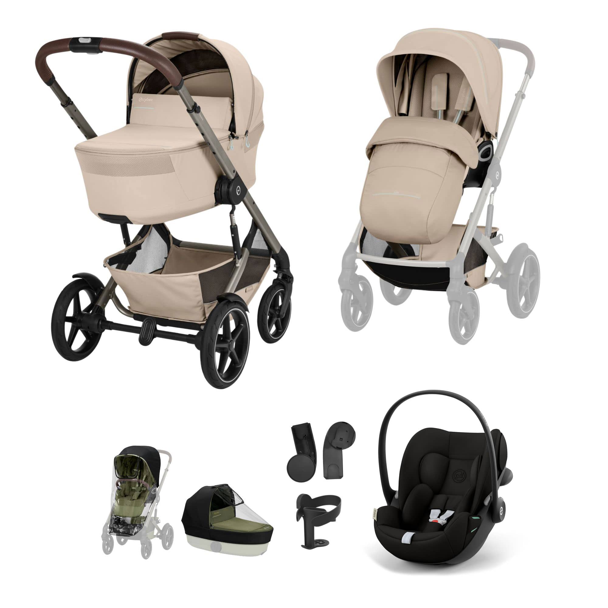 Cybex travel systems Cybex Talos Foldable Carrycot Travel System Bundle - Almond Beige TAL-TVS-BEI-1