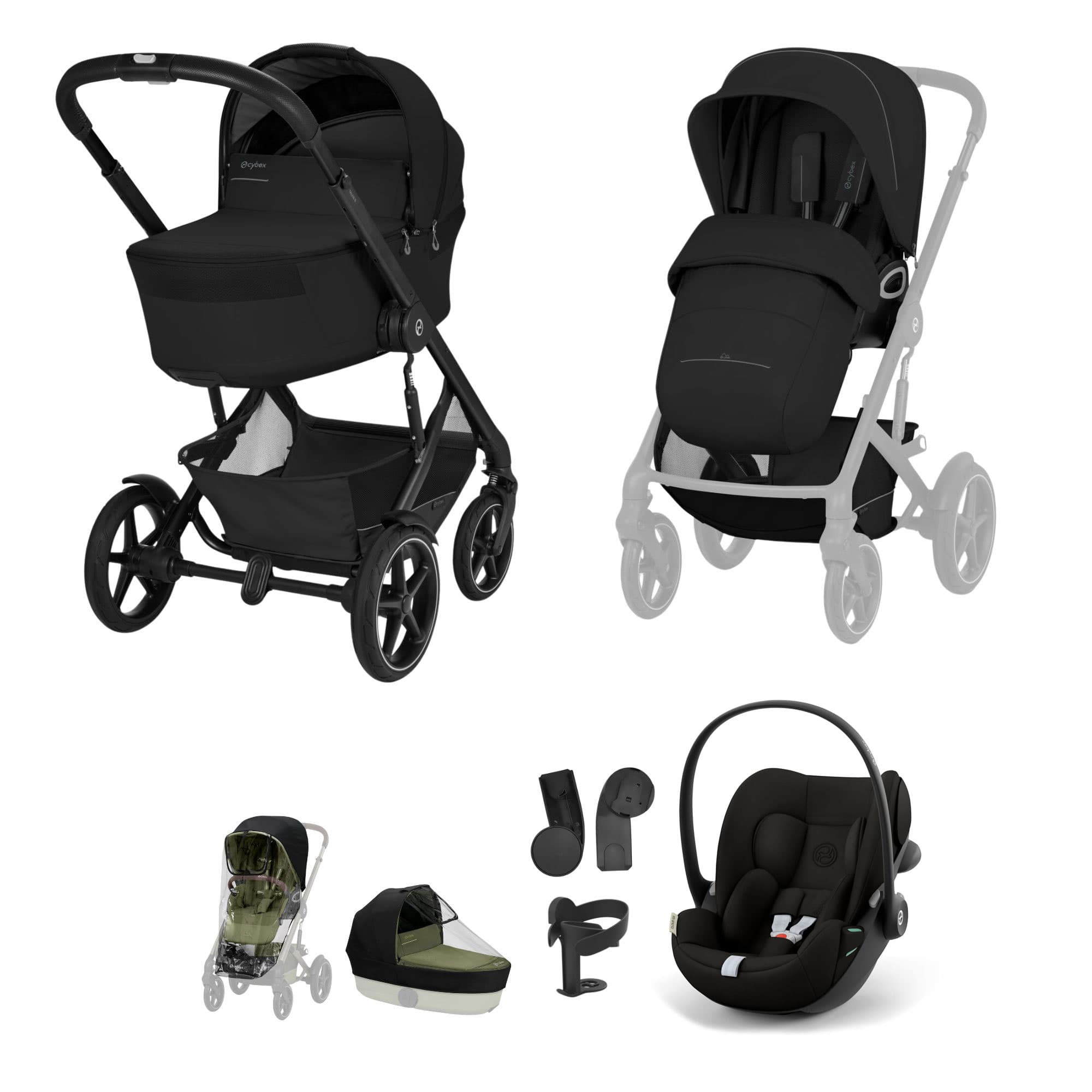 Cybex travel systems Cybex Talos Foldable Carrycot Travel System Bundle - Moon Black