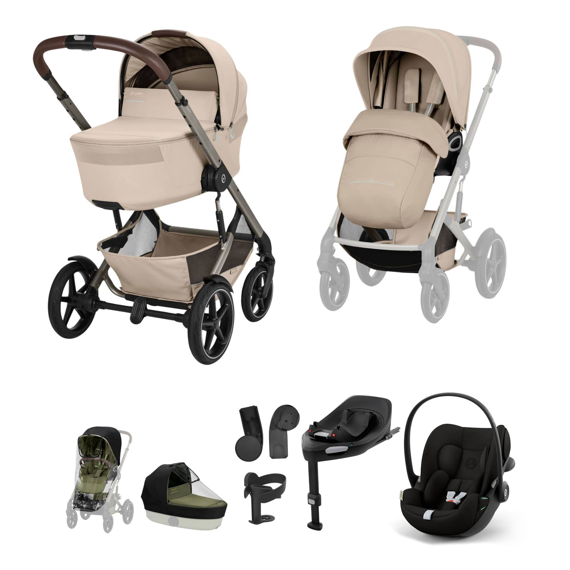 Cybex travel systems Cybex Talos Foldable Cot Ultimate Travel System Bundle - Almond Beige