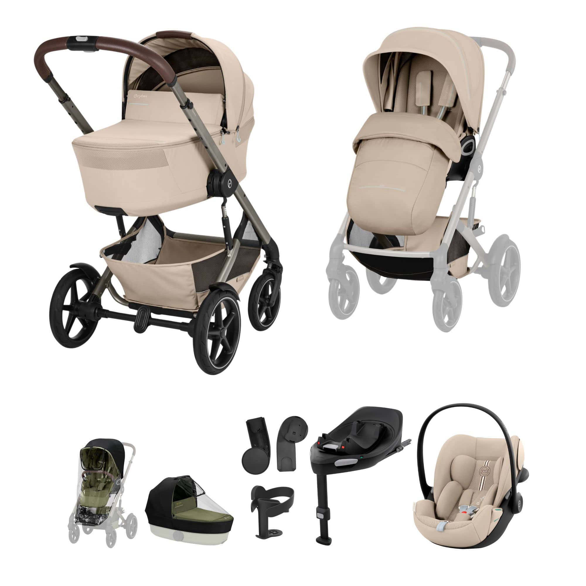 Cybex travel systems Cybex Talos Foldable Cot Ultimate Travel System Bundle - Almond Beige