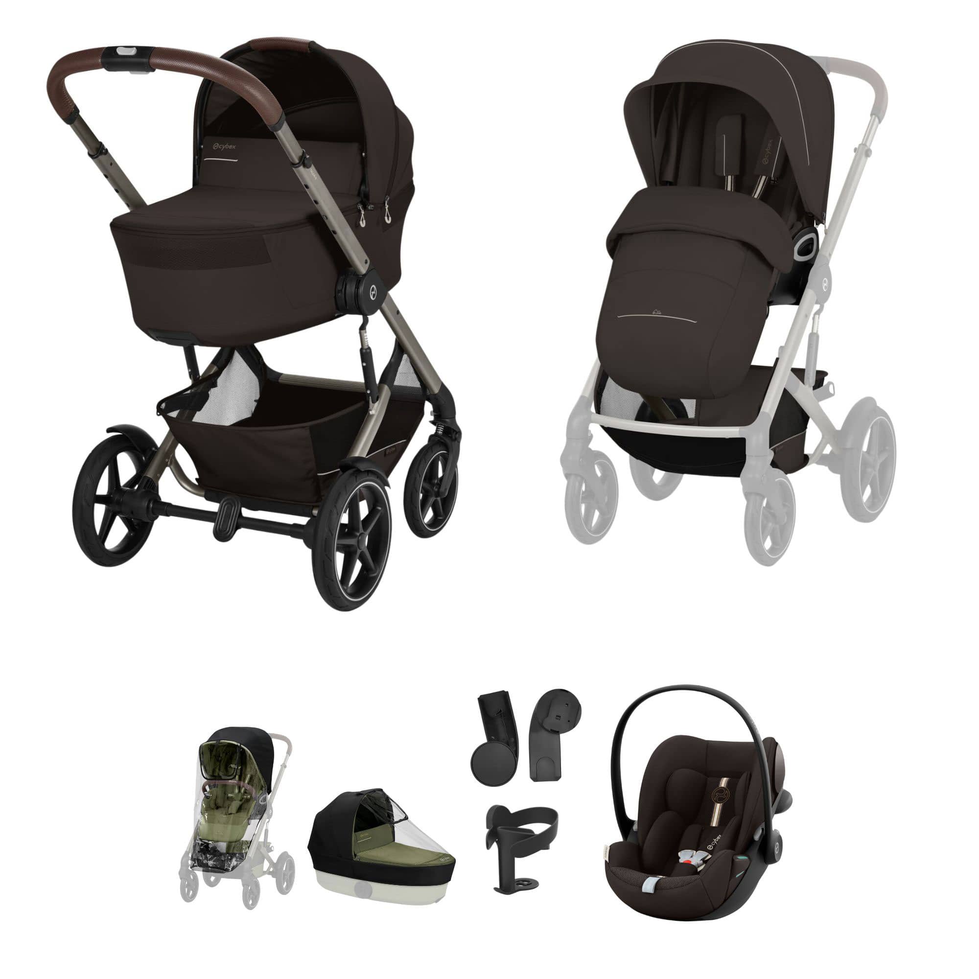 Cybex travel systems Cybex Talos Foldable Cot Ultimate Travel System Bundle - Chocolate Brown
