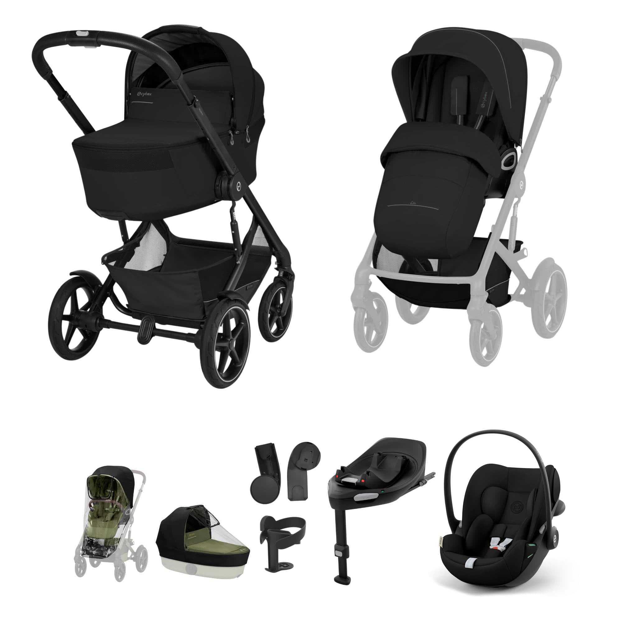 Cybex travel systems Cybex Talos Foldable Cot Ultimate Travel System Bundle - Moon Black