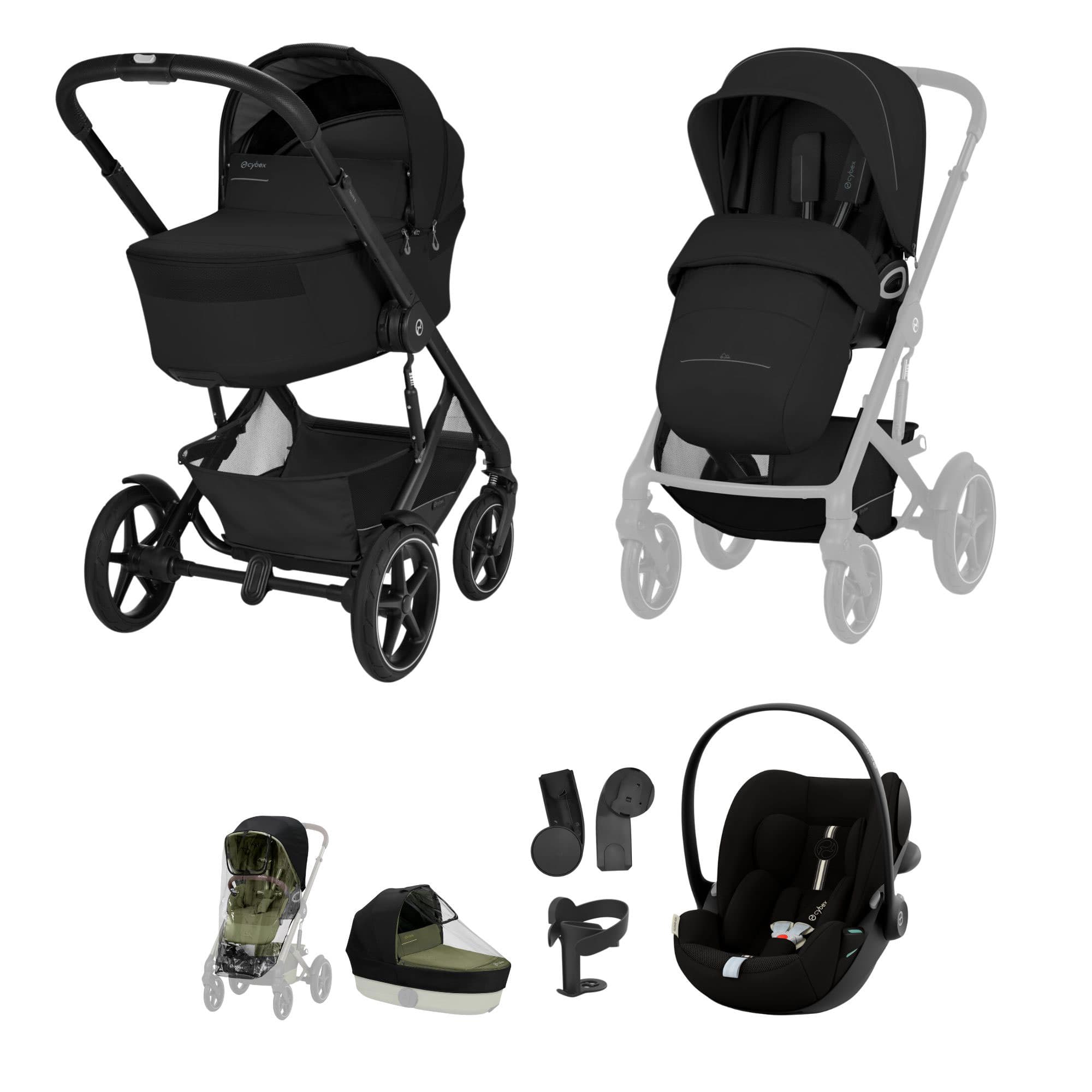 Cybex travel systems Cybex Talos Foldable Cot Ultimate Travel System Bundle - Moon Black