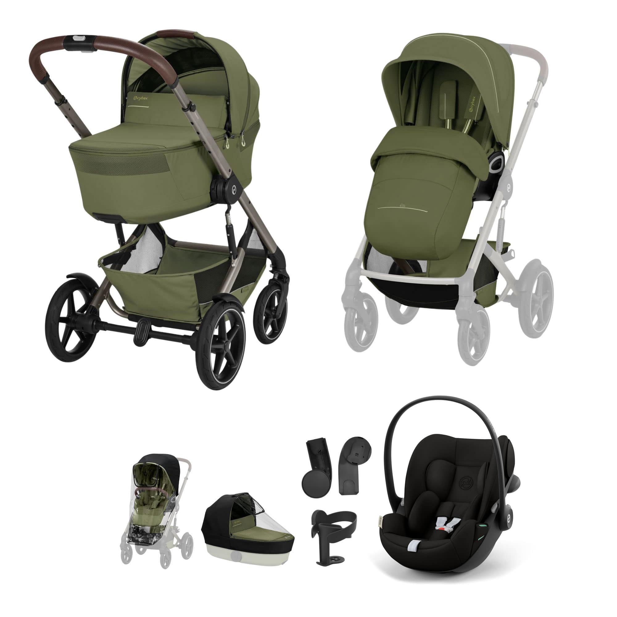 Cybex travel systems Cybex Talos Foldable Cot Ultimate Travel System Bundle - Moss Green