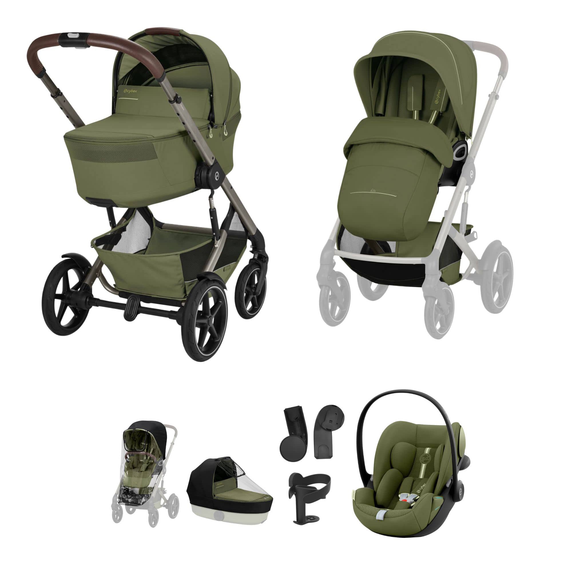 Cybex travel systems Cybex Talos Foldable Cot Ultimate Travel System Bundle - Moss Green TAL-ULT-GRN-2