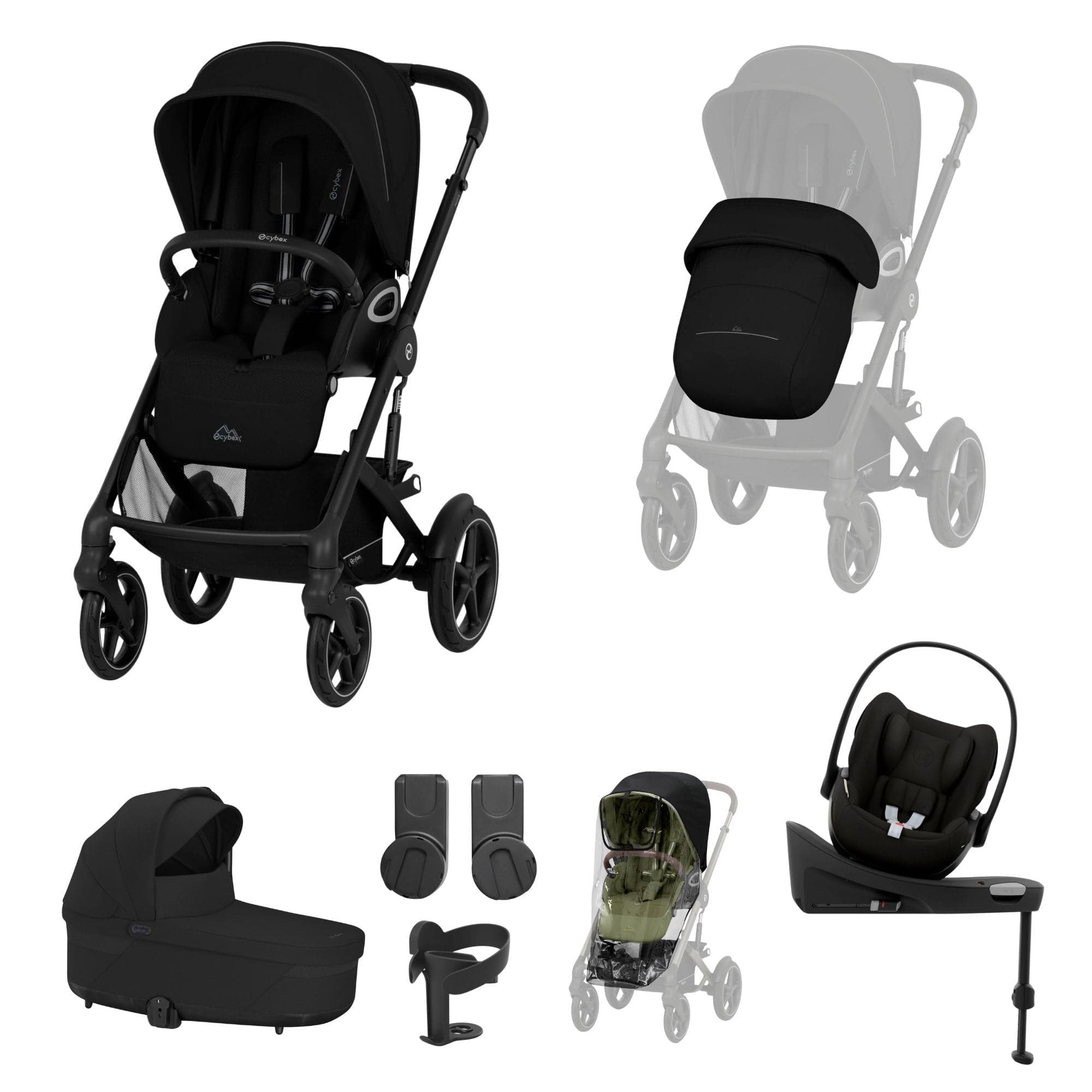 Cybex travel systems Cybex Talos S Lux 10 Piece Bundle with Cloud G - Moon Black 21410-TAL-10PC-CG-CC-BLK