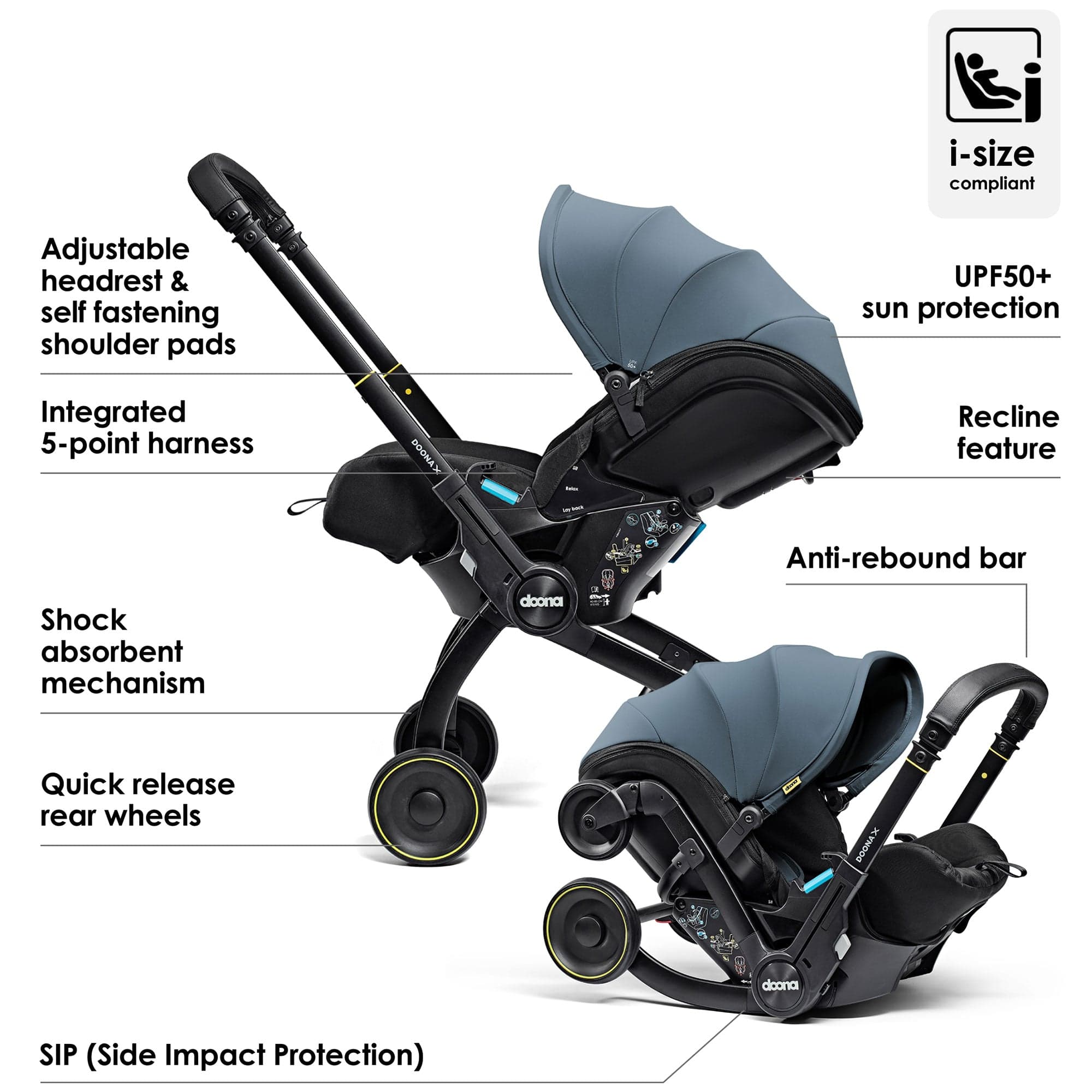 Doona baby car seats Doona X Infant Car Seat Stroller Ocean Blue 14570-OCE-BLU