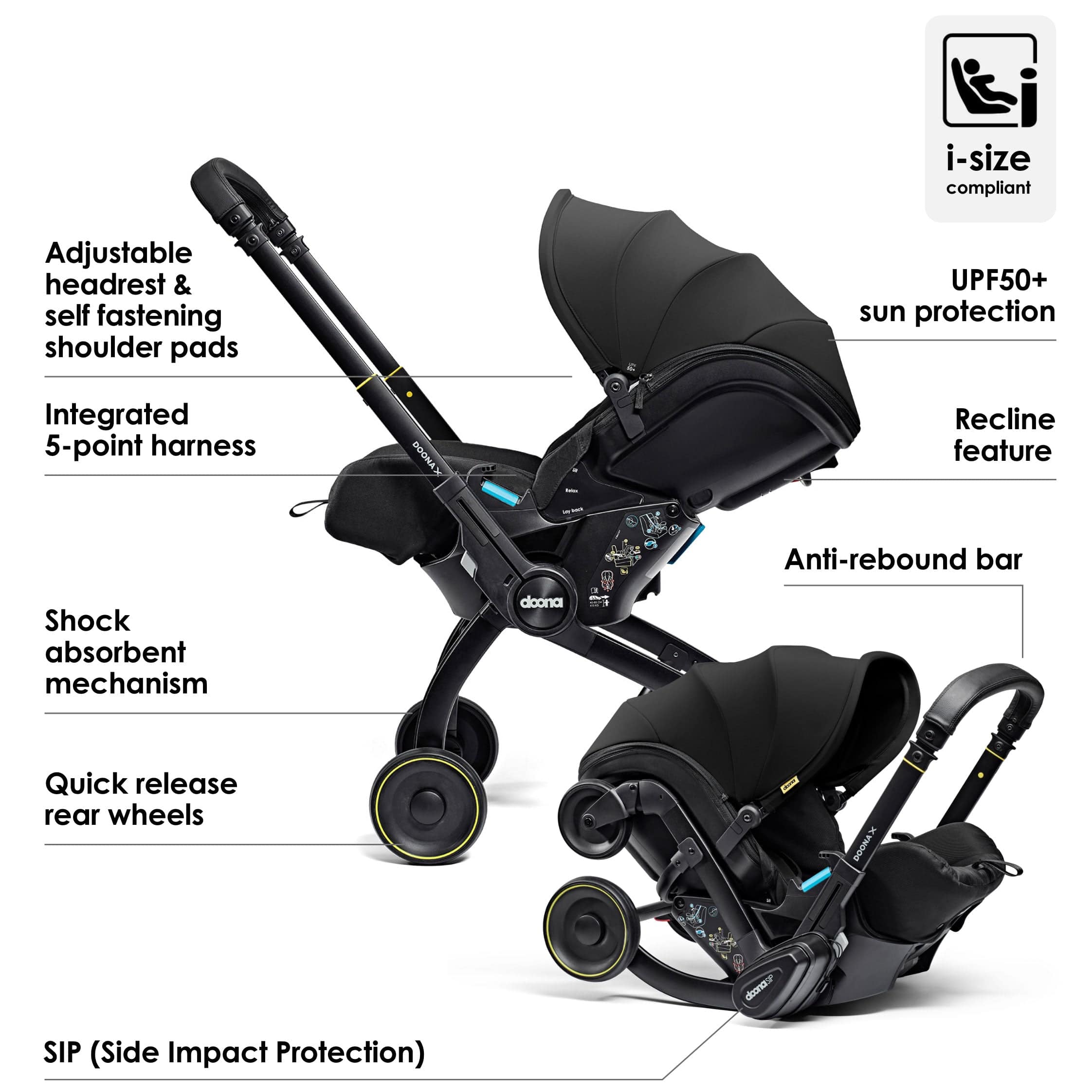 Doona baby car seats Doona X Infant Car Seat Stroller and X Isofix Base (Nitro Black)
