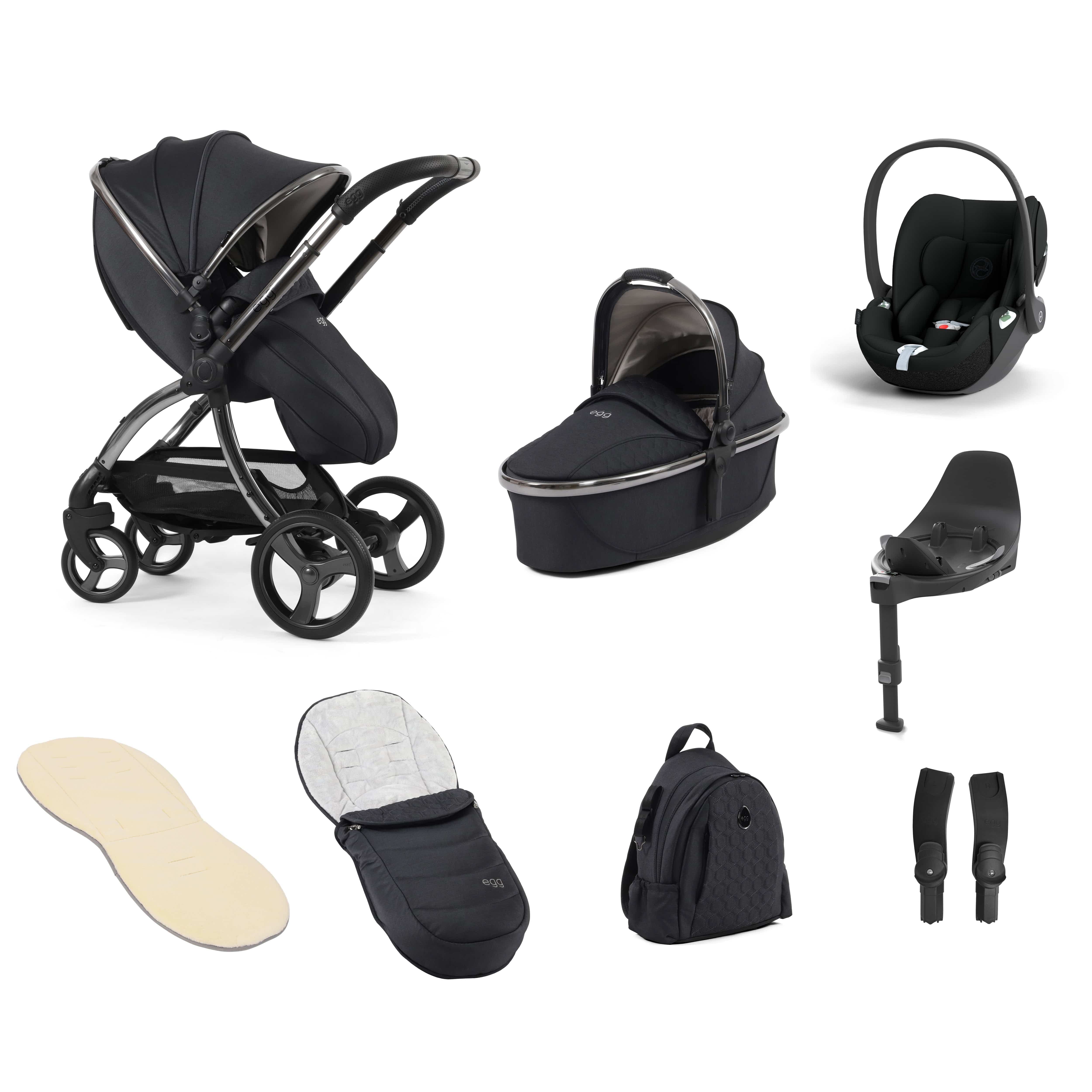 egg baby prams egg3 Luxury Travel System Bundle Carbonite 14702-CRB