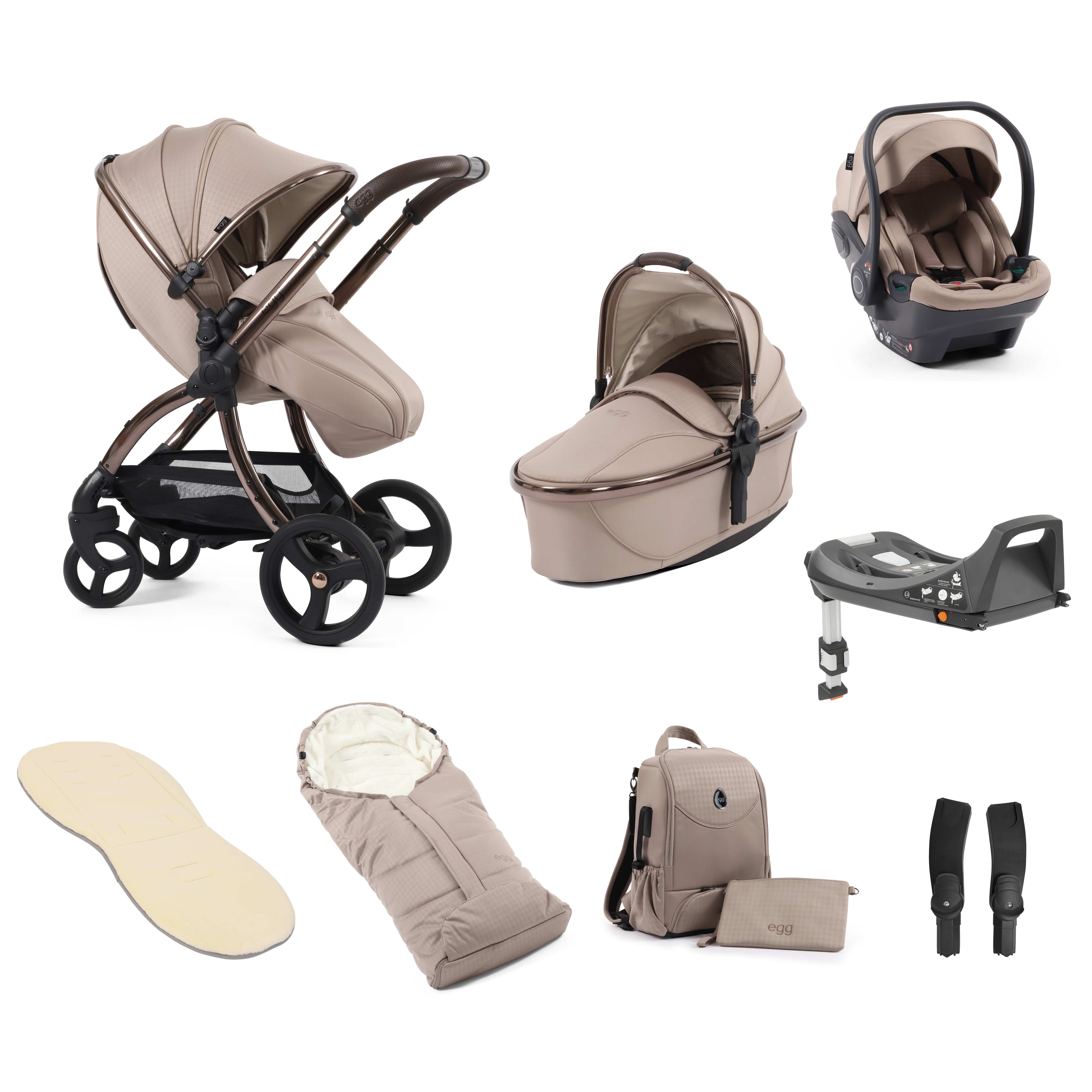 egg baby prams egg3 Luxury Travel System Bundle Houndstooth Almond Special Edition 14726-HTA