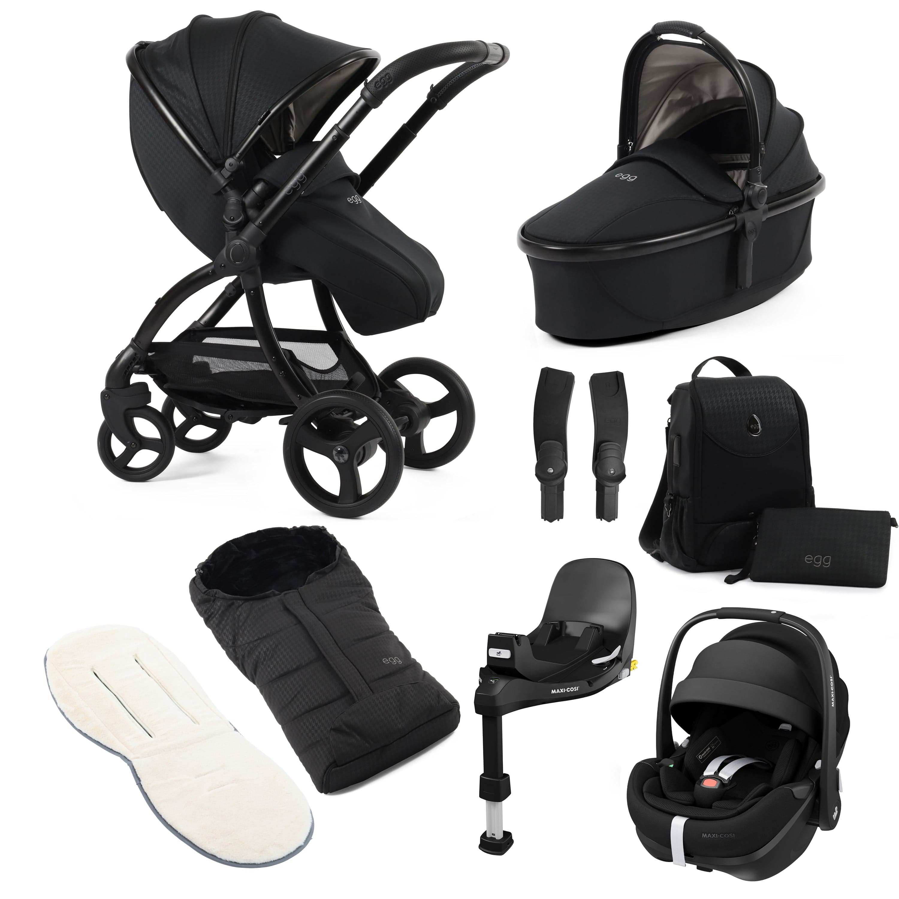 egg travel systems egg3 Luxury Maxi-Cosi Travel System Bundle - Houndstooth Black 14865-HTB