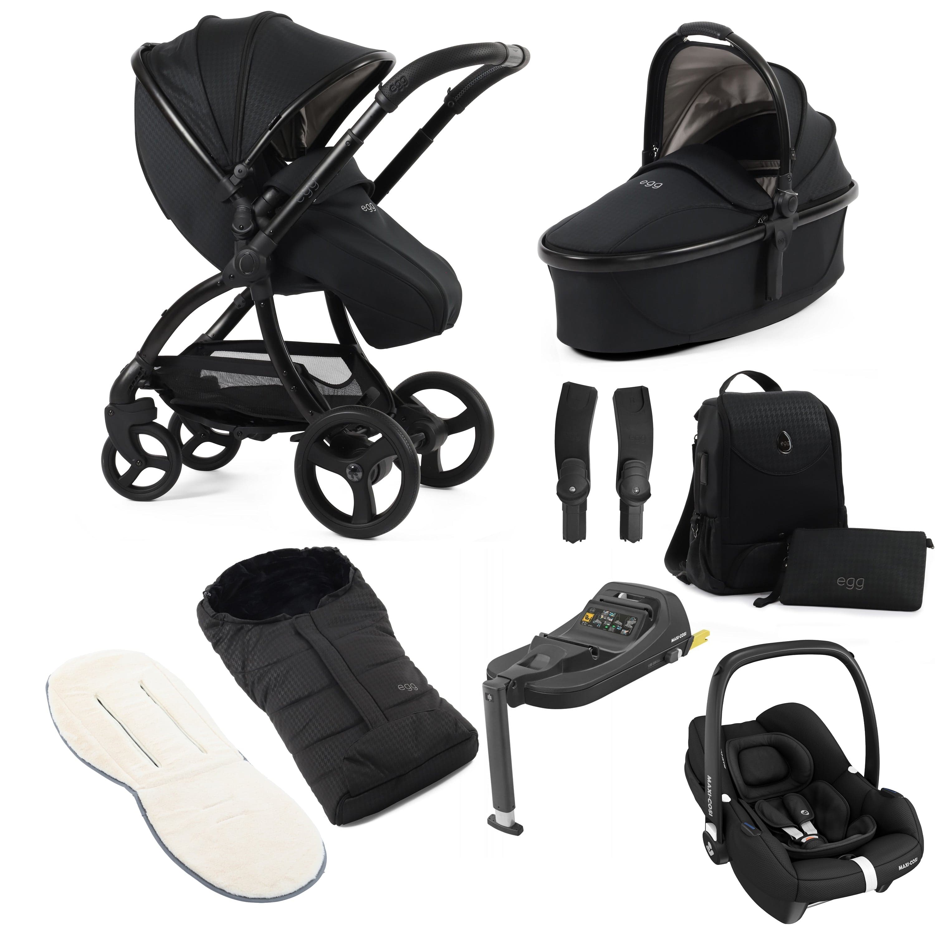 egg travel systems egg3 Luxury Maxi-Cosi Travel System Bundle - Houndstooth Black 18045-CAB-HTB