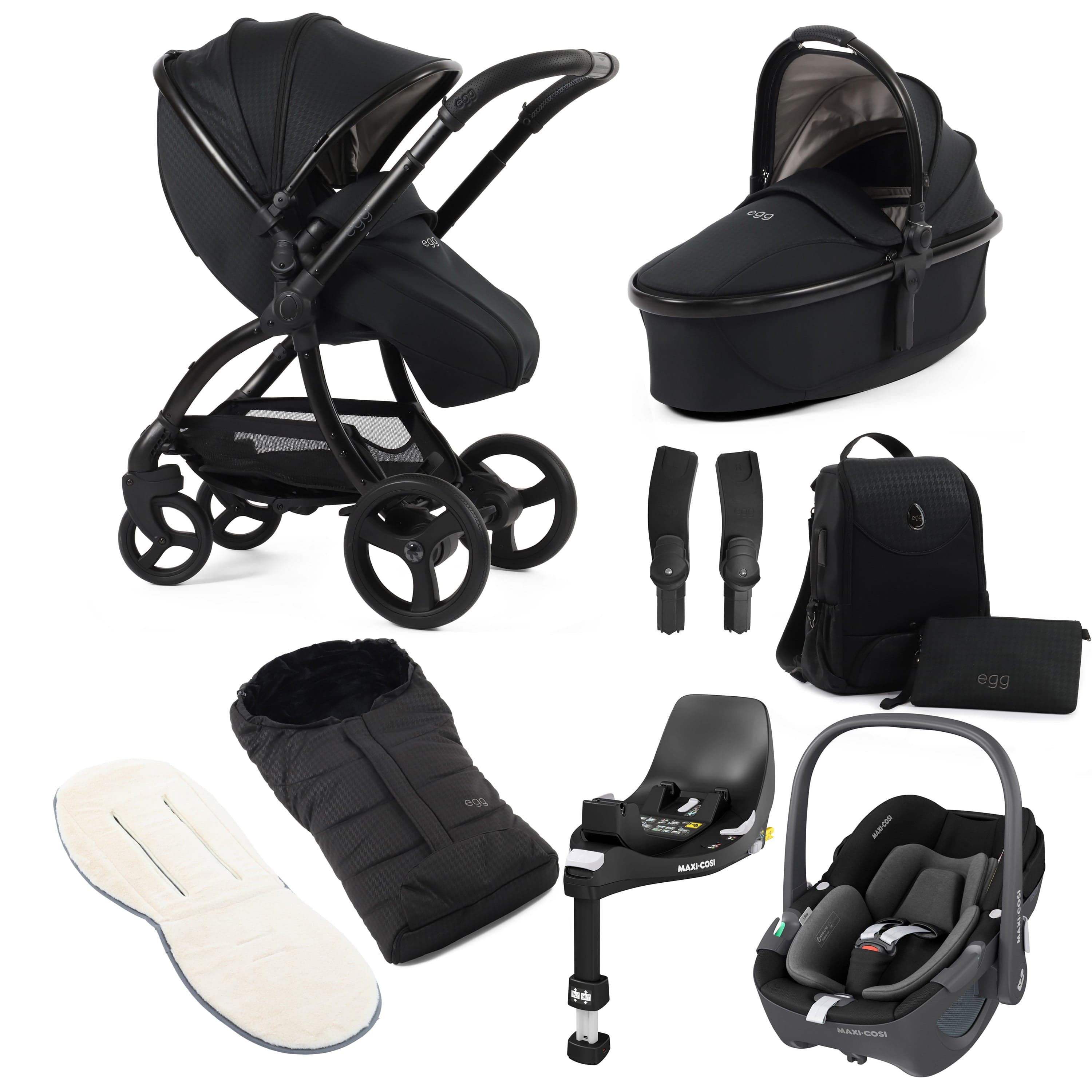 egg travel systems egg3 Luxury Maxi-Cosi Travel System Bundle - Houndstooth Black 18139-PEB-HTB