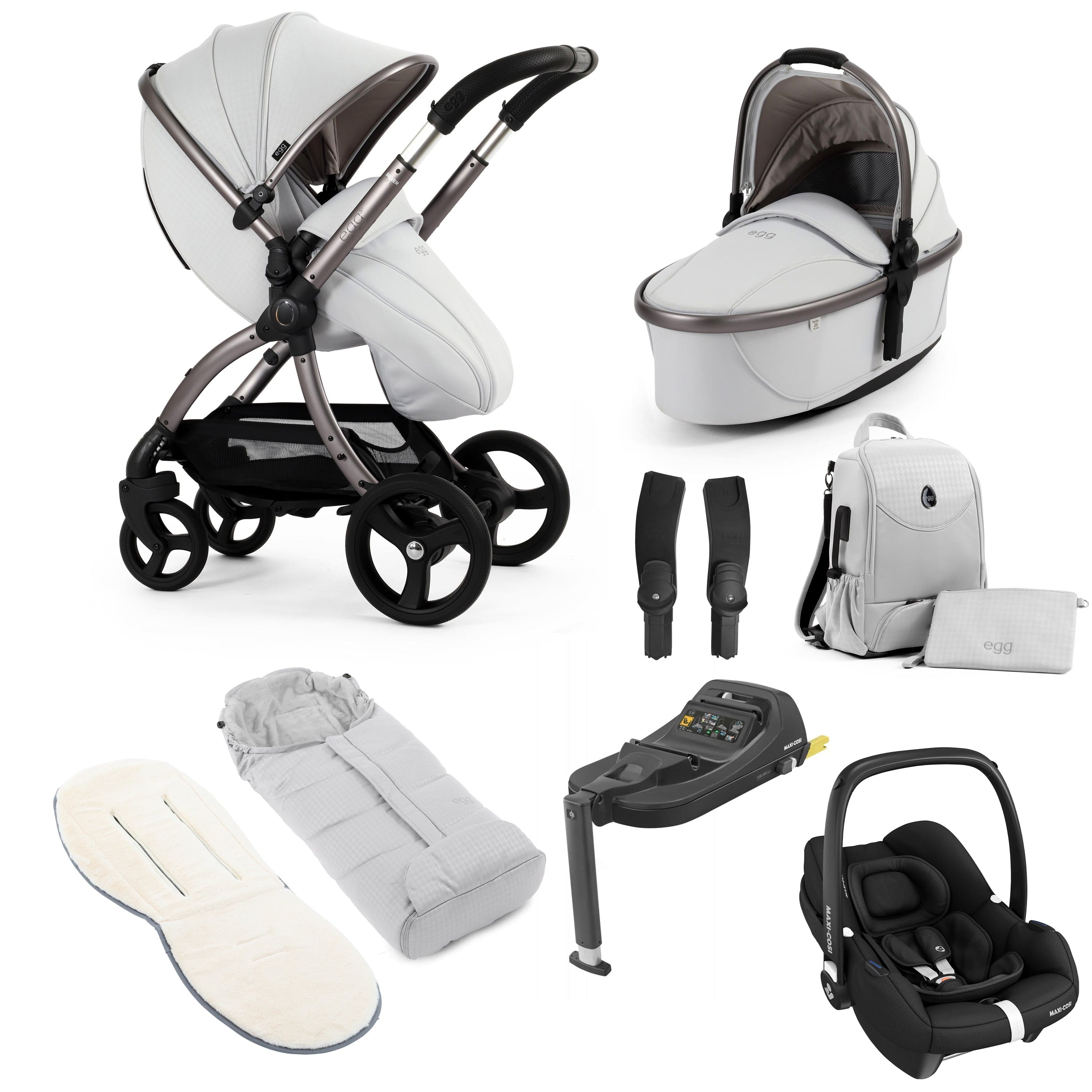 egg travel systems egg3 Luxury Maxi-Cosi Travel System Bundle - Houndstooth Silver 18012-CAB-HTS