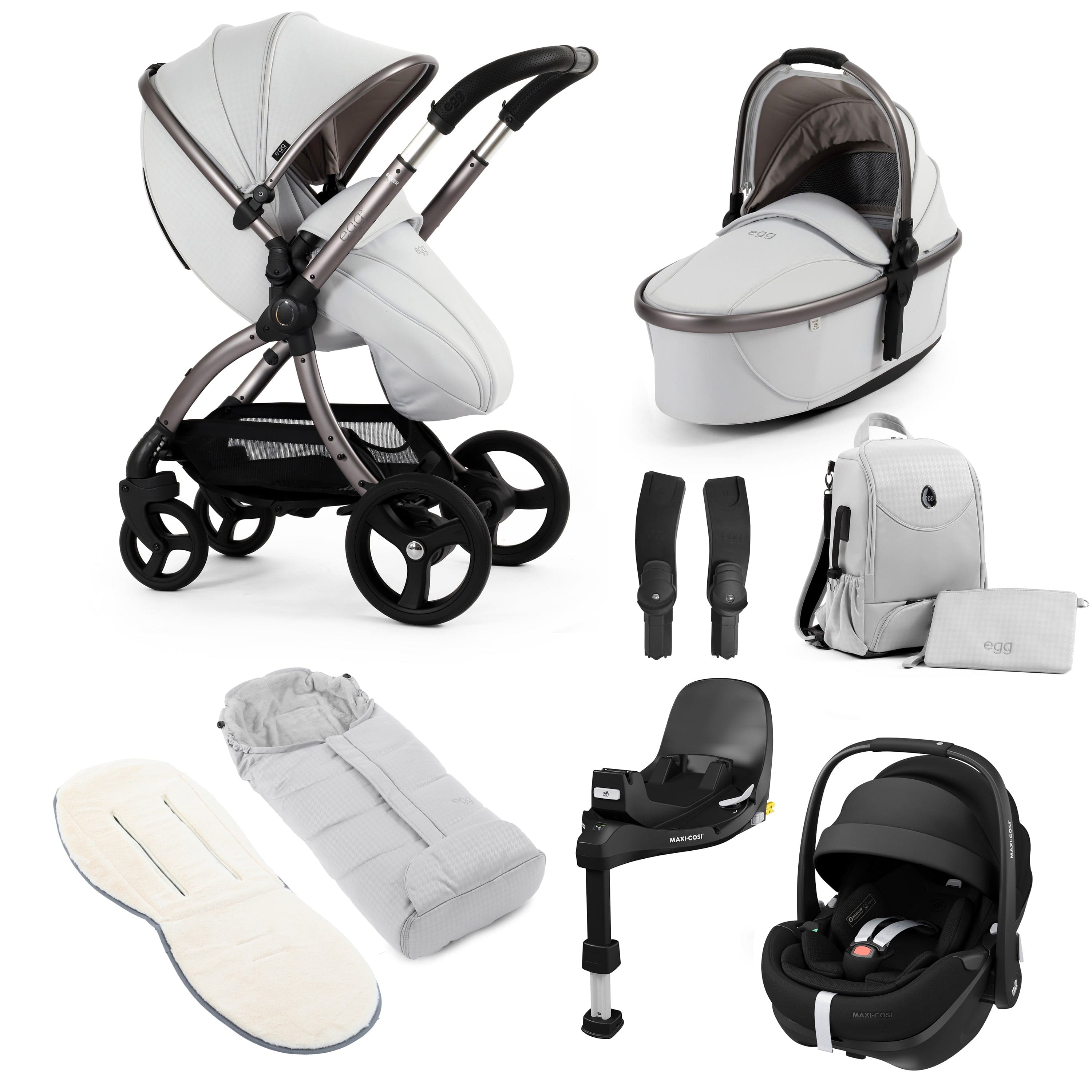 egg travel systems egg3 Luxury Maxi-Cosi Travel System Bundle - Houndstooth Silver 18032-PV2-HTS