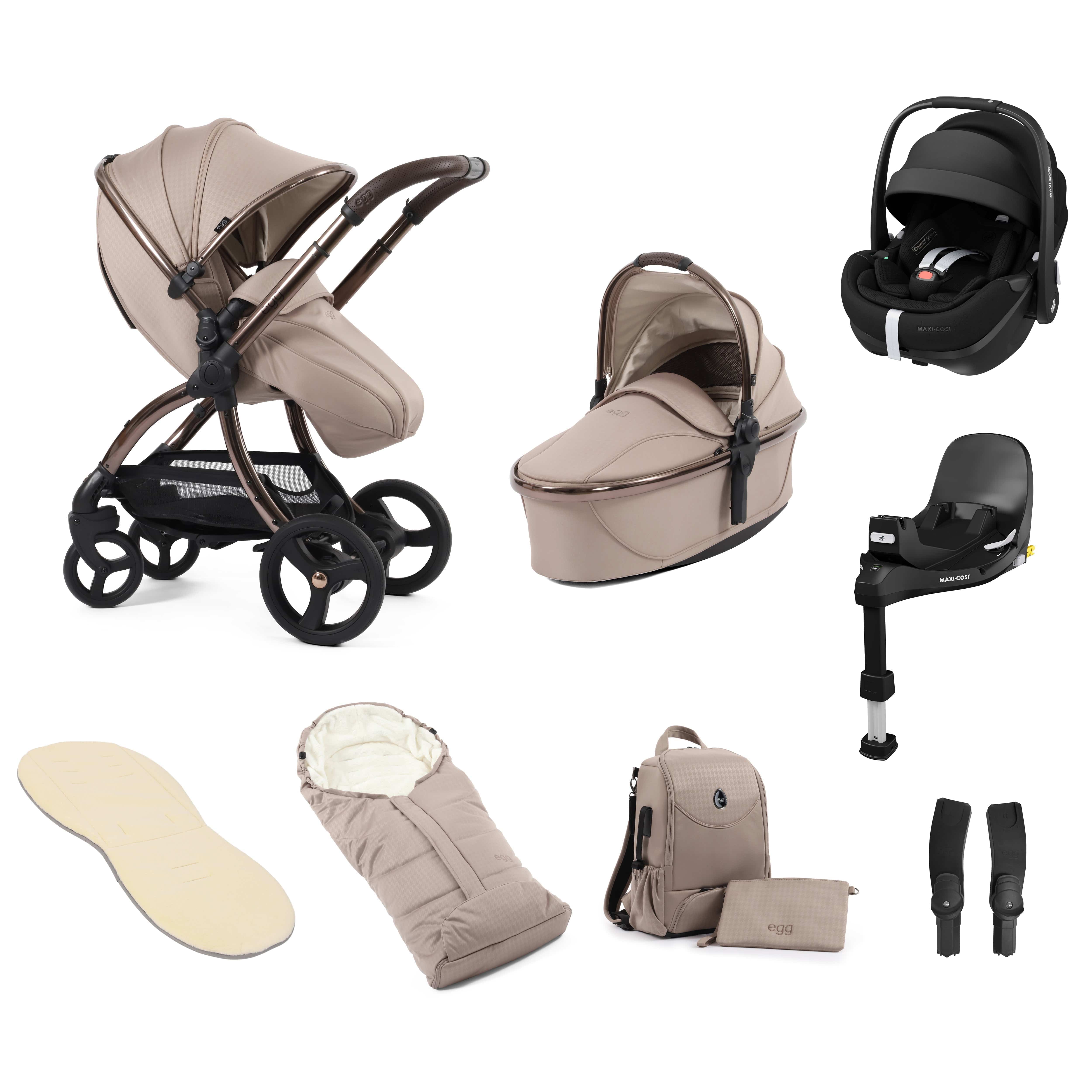 egg travel systems egg3 Luxury Travel System Bundle Houndstooth Almond Special Edition 14864-HTA