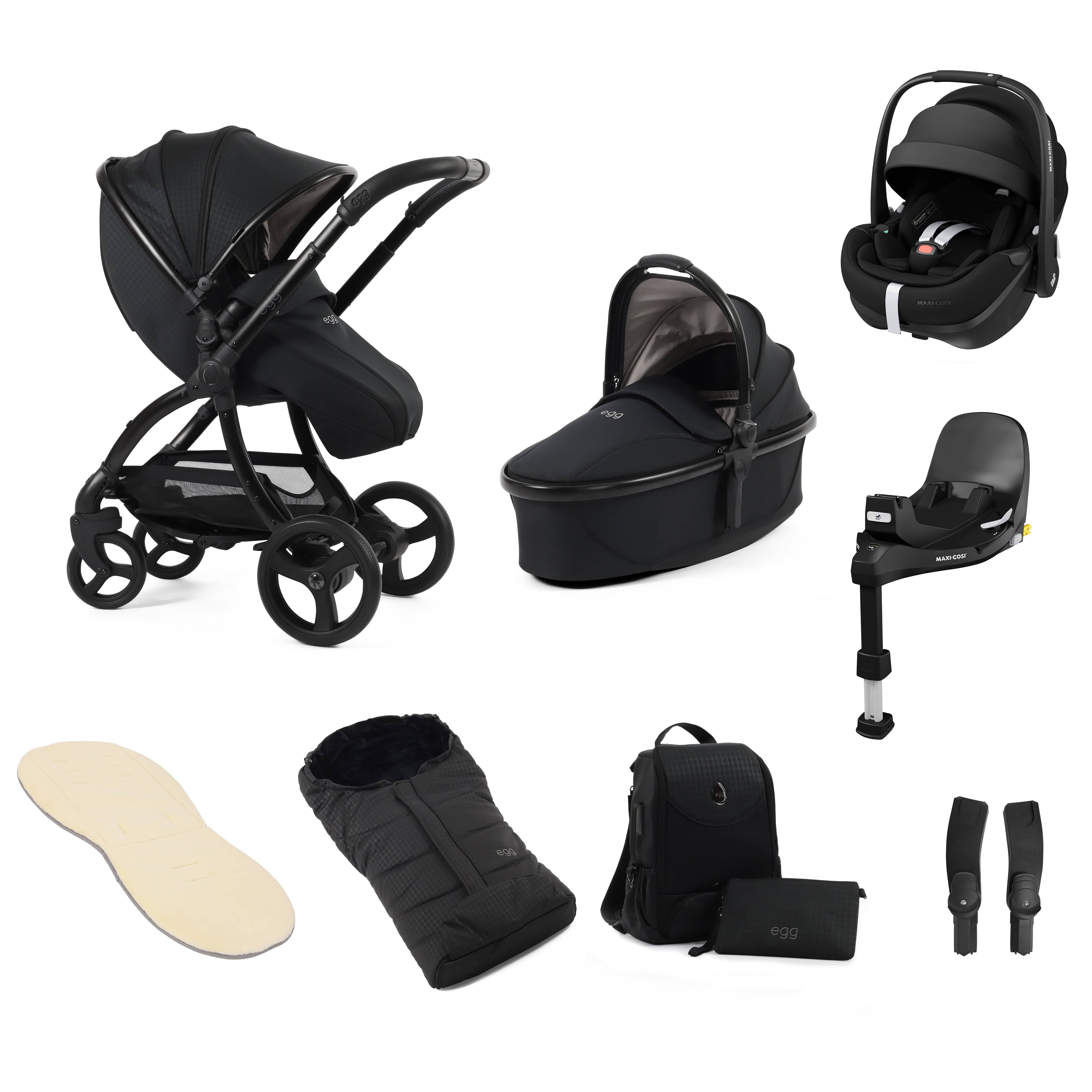 egg travel systems egg3 Luxury Travel System Bundle Houndstooth Black Special Edition 14865-HTB
