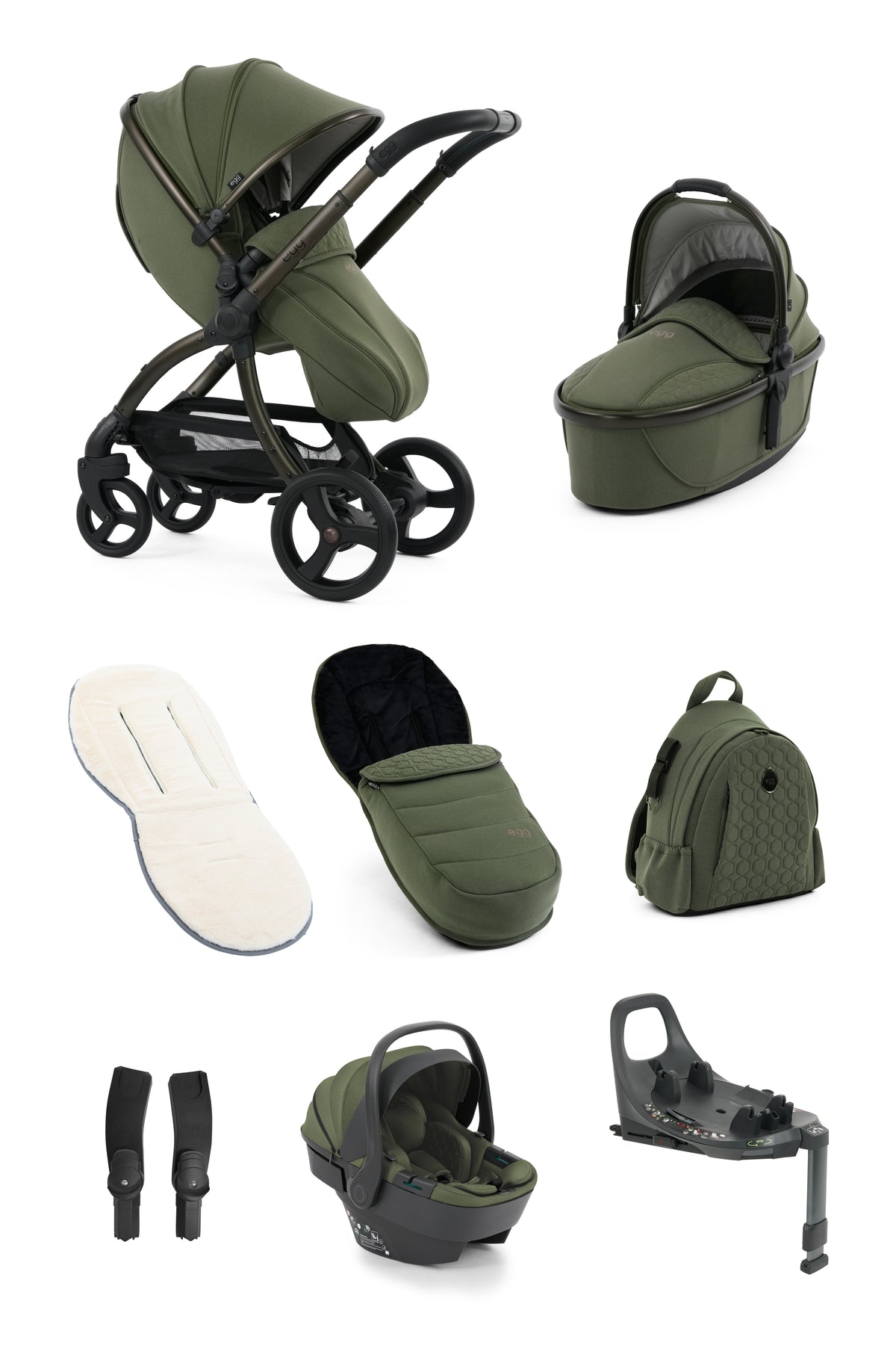 egg3 Luxury Travel System Bundle - Sage