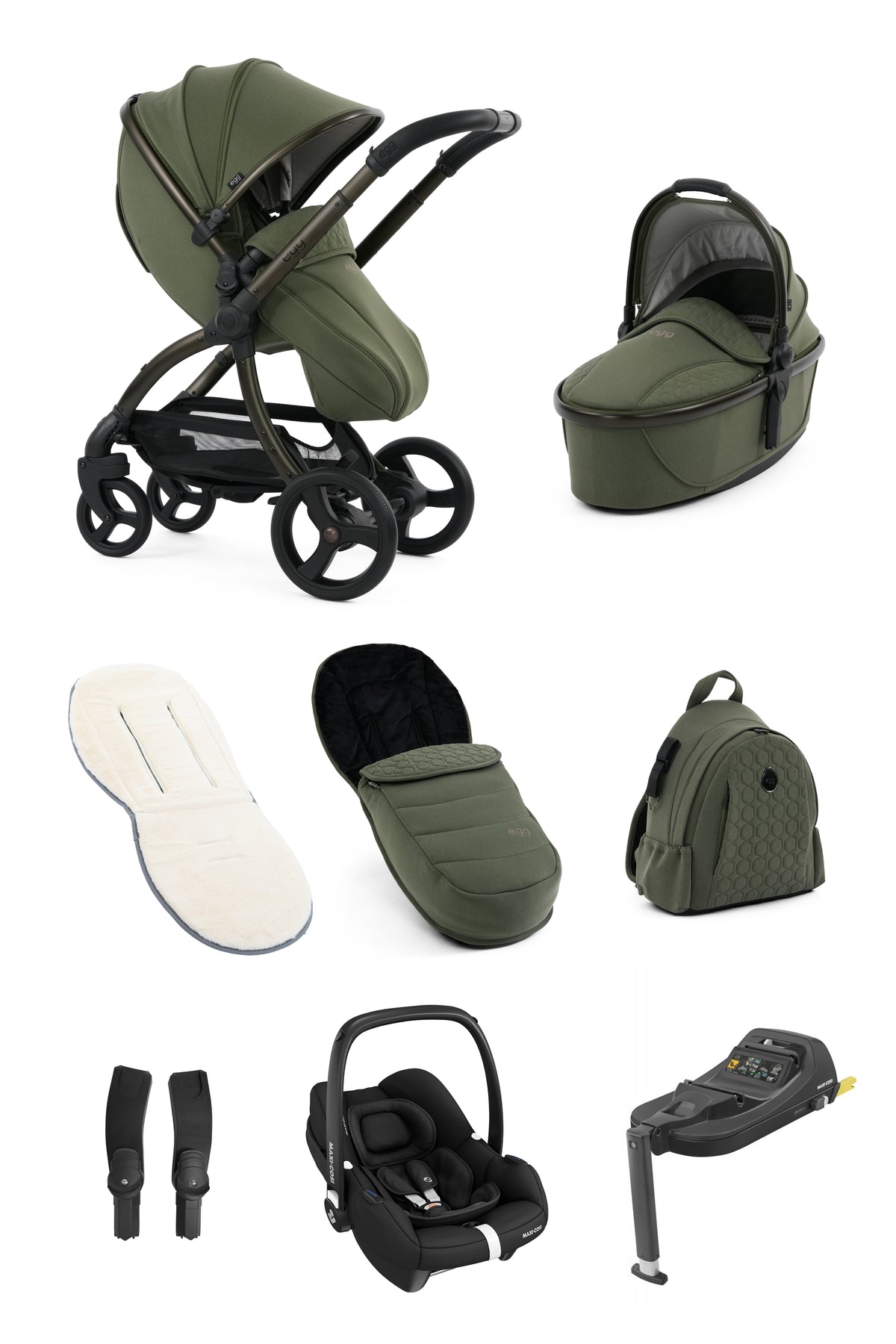 egg3 Luxury Maxi-Cosi Travel System Bundle - Sage