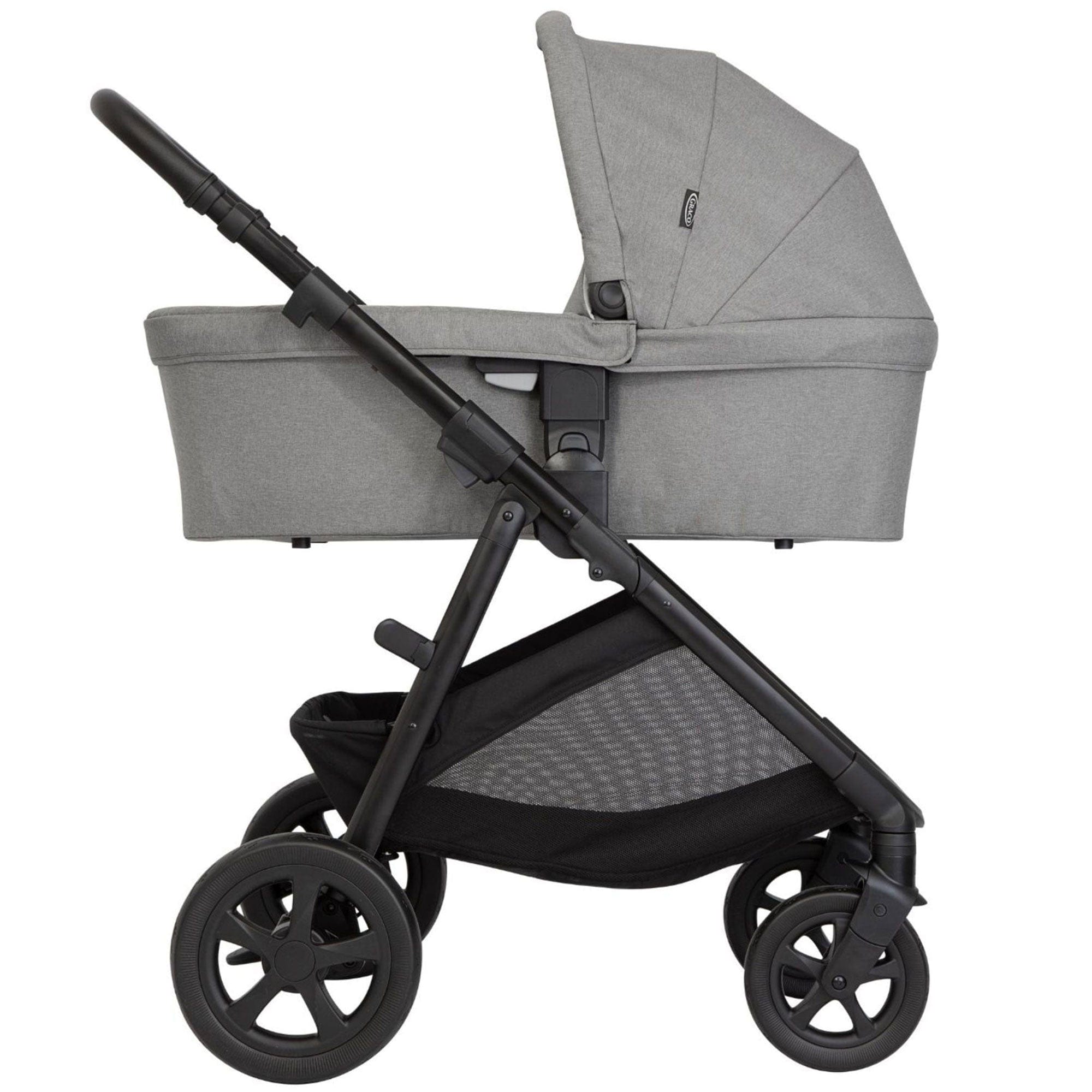 Graco Pushchairs & Buggies Graco Near2Me DLX Trio (Pushchair, Carrycot, Snuglite & Snugturn) in Ash/Black