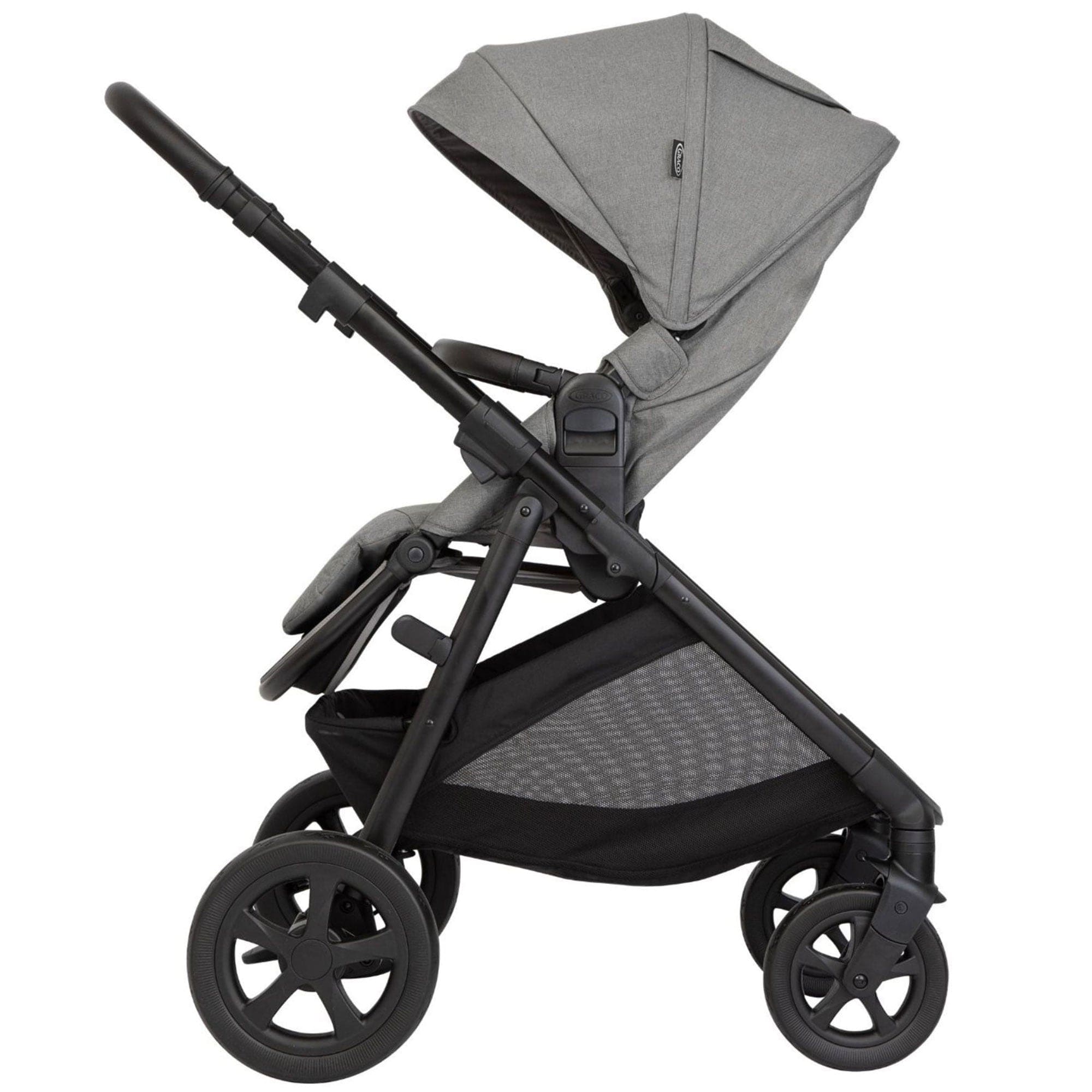 Graco Pushchairs & Buggies Graco Near2Me DLX Trio (Pushchair, Carrycot, Snuglite & Snugturn) in Ash/Black