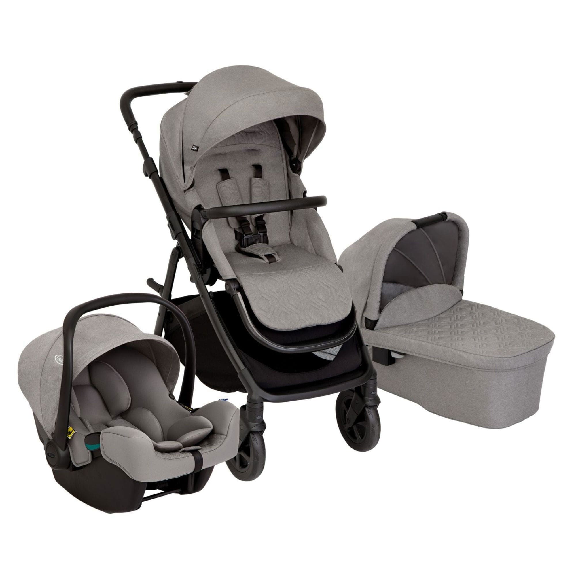 Graco Pushchairs & Buggies Graco Near2Me DLX Trio inc. Pushchair, Carrycot and Snuglite in Ash GT1910AAASH000