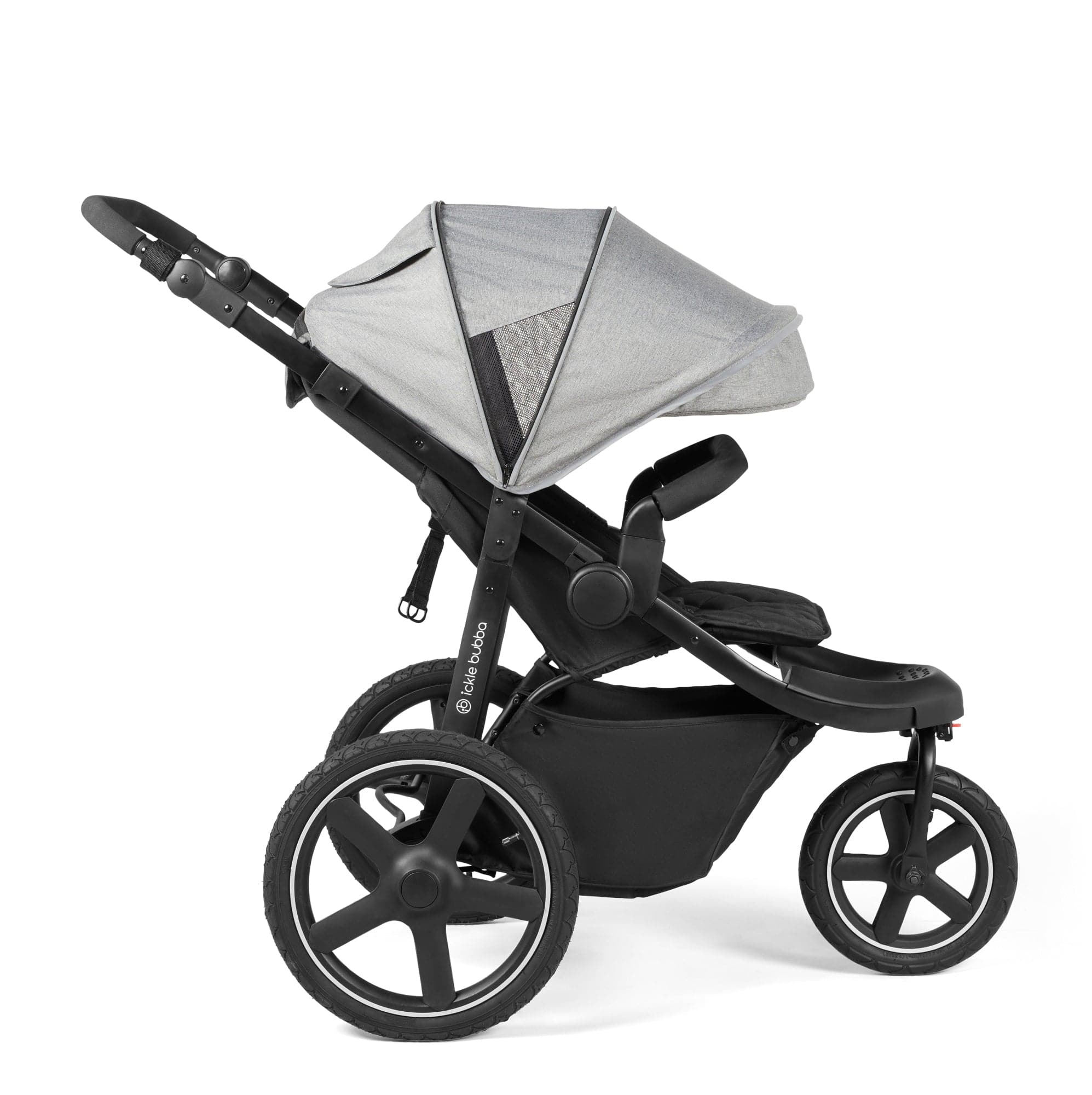 Ickle Bubba 3 wheel pushchairs Ickle Bubba Venus Prime Jogger Stroller I-Size Travel System - Black/Space Grey with Base 13-004-600-014