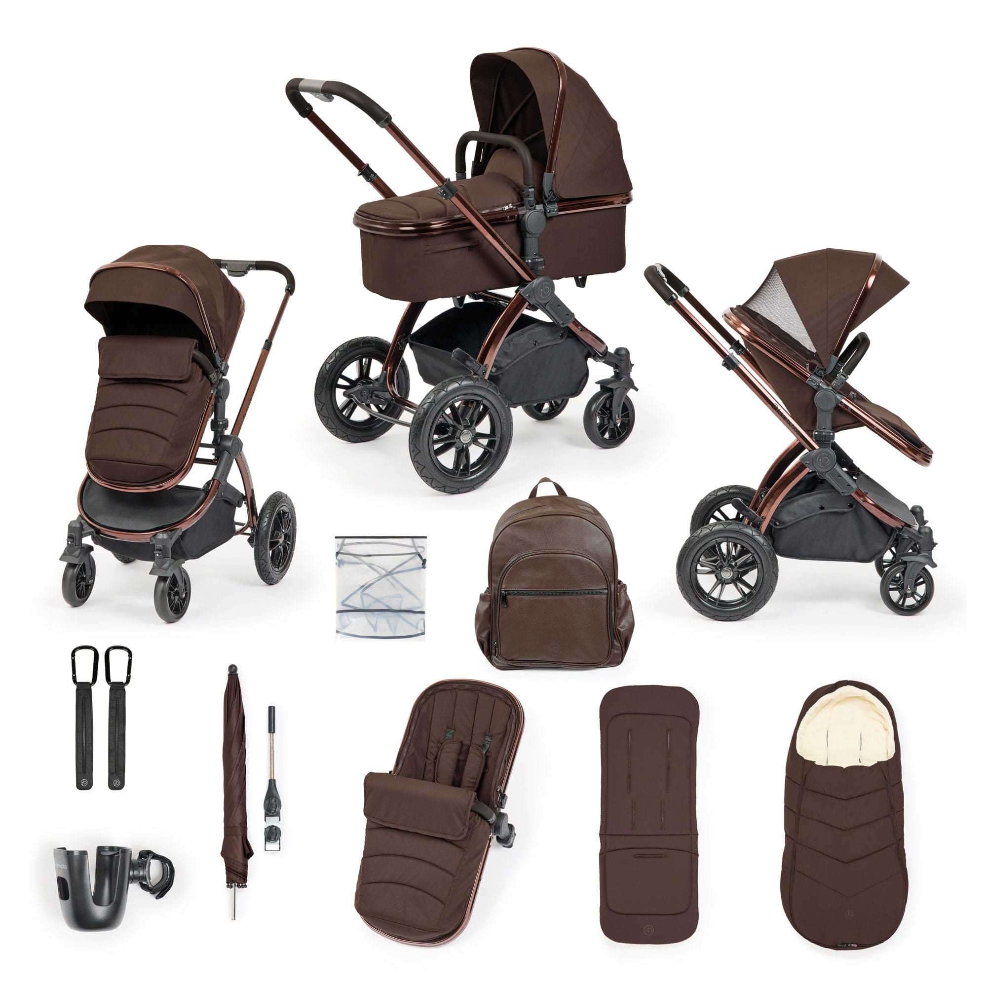 Ickle Bubba baby prams Ickle Bubba Stomp Luxe Elements Edition 12 Piece Pram - Chestnut 10-014-000-169