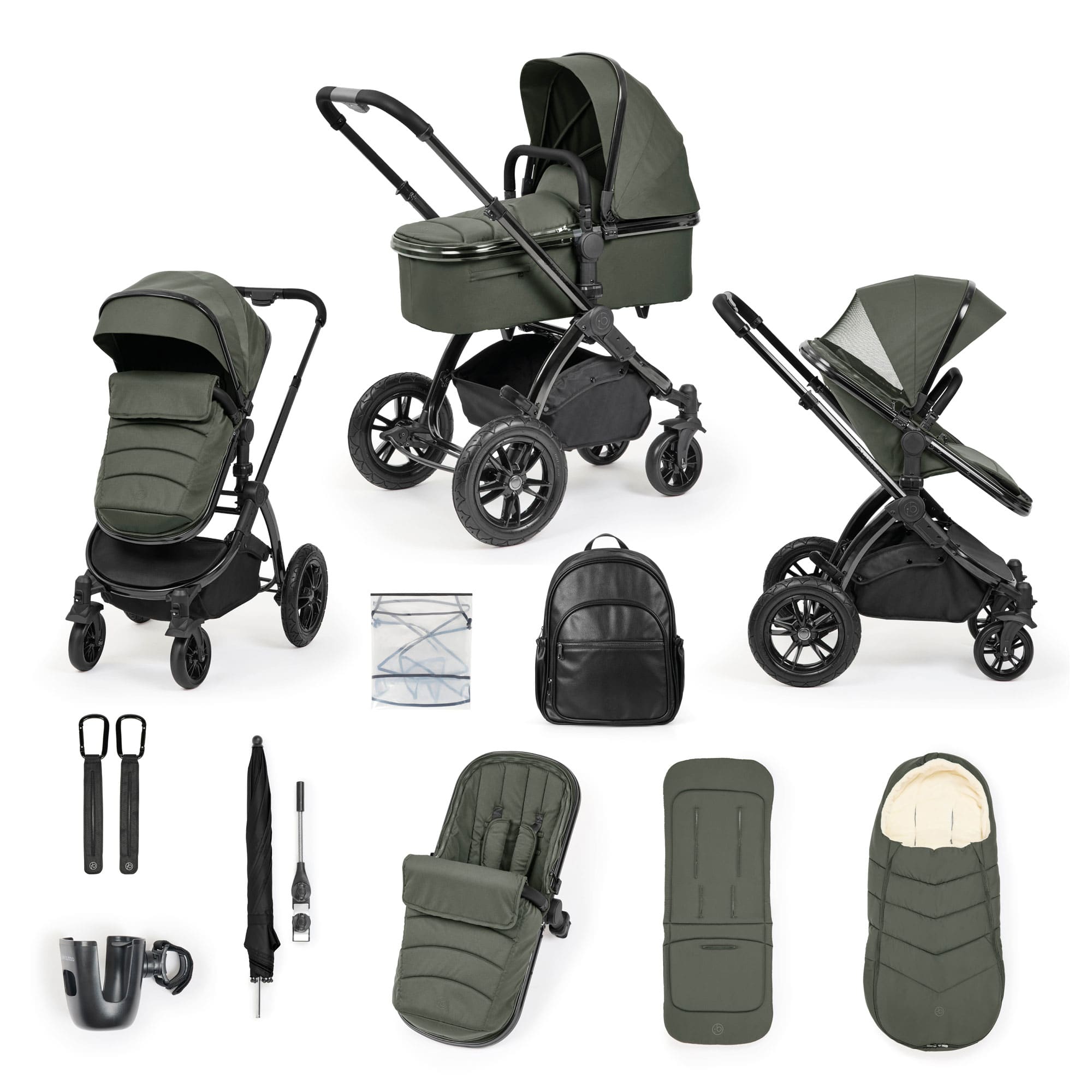 Ickle Bubba baby prams Ickle Bubba Stomp Luxe Elements Edition 12 Piece Pram - Forest 10-014-000-170