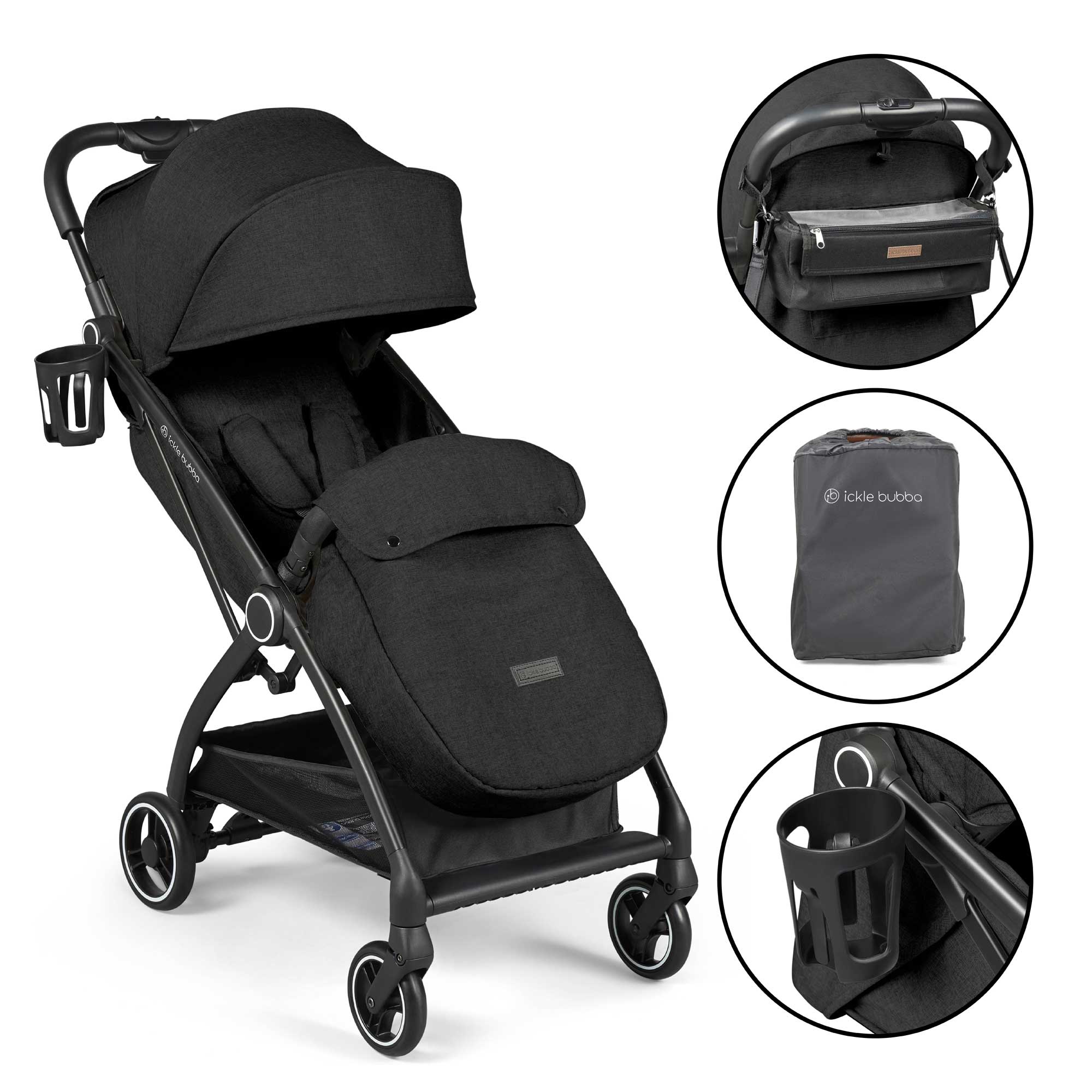 Ickle Bubba baby pushchairs Ickle Bubba Aries Prime Autofold Stroller - Black 15-005-300-001