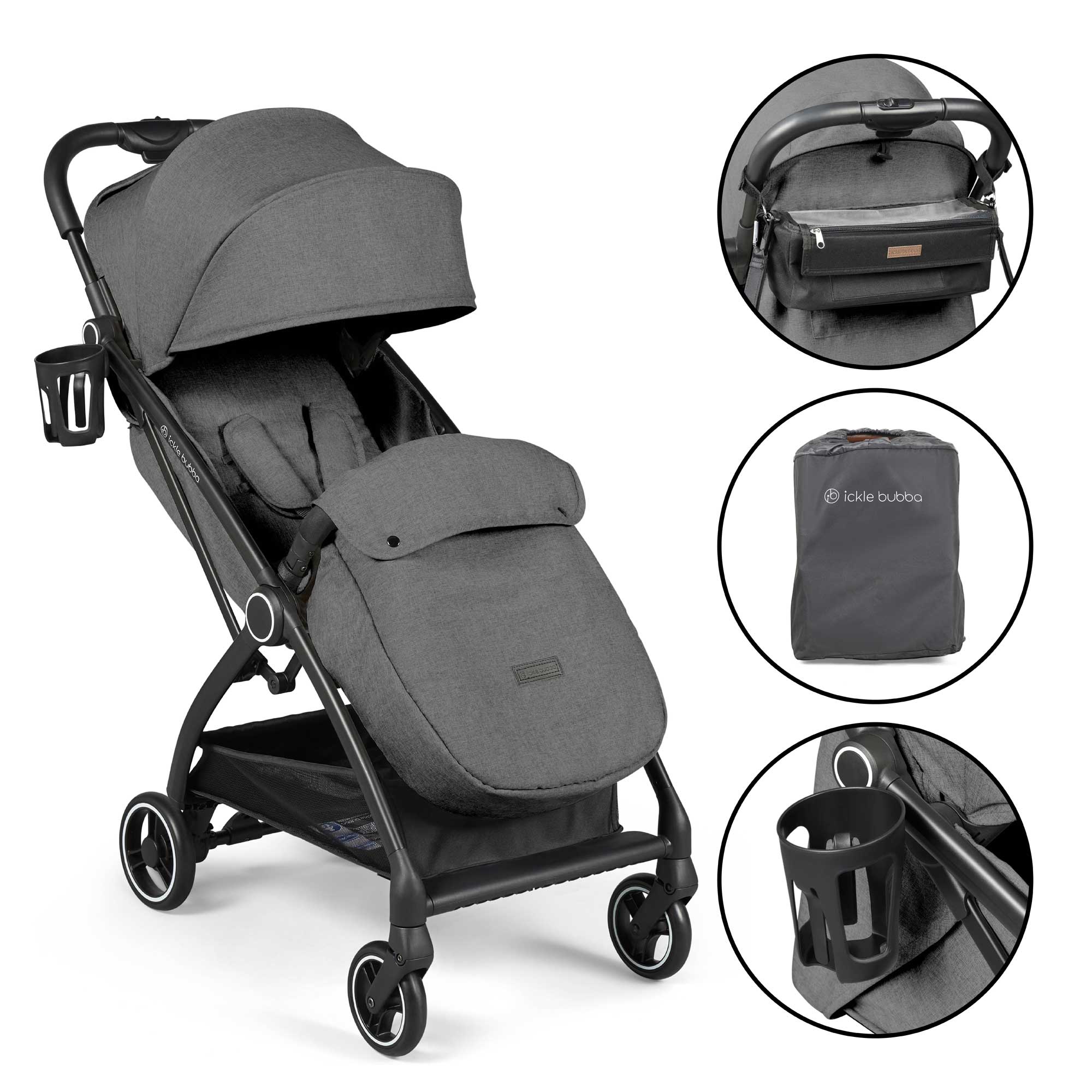 Ickle Bubba baby pushchairs Ickle Bubba Aries Prime Autofold Stroller - Graphite Grey 15-005-300-068
