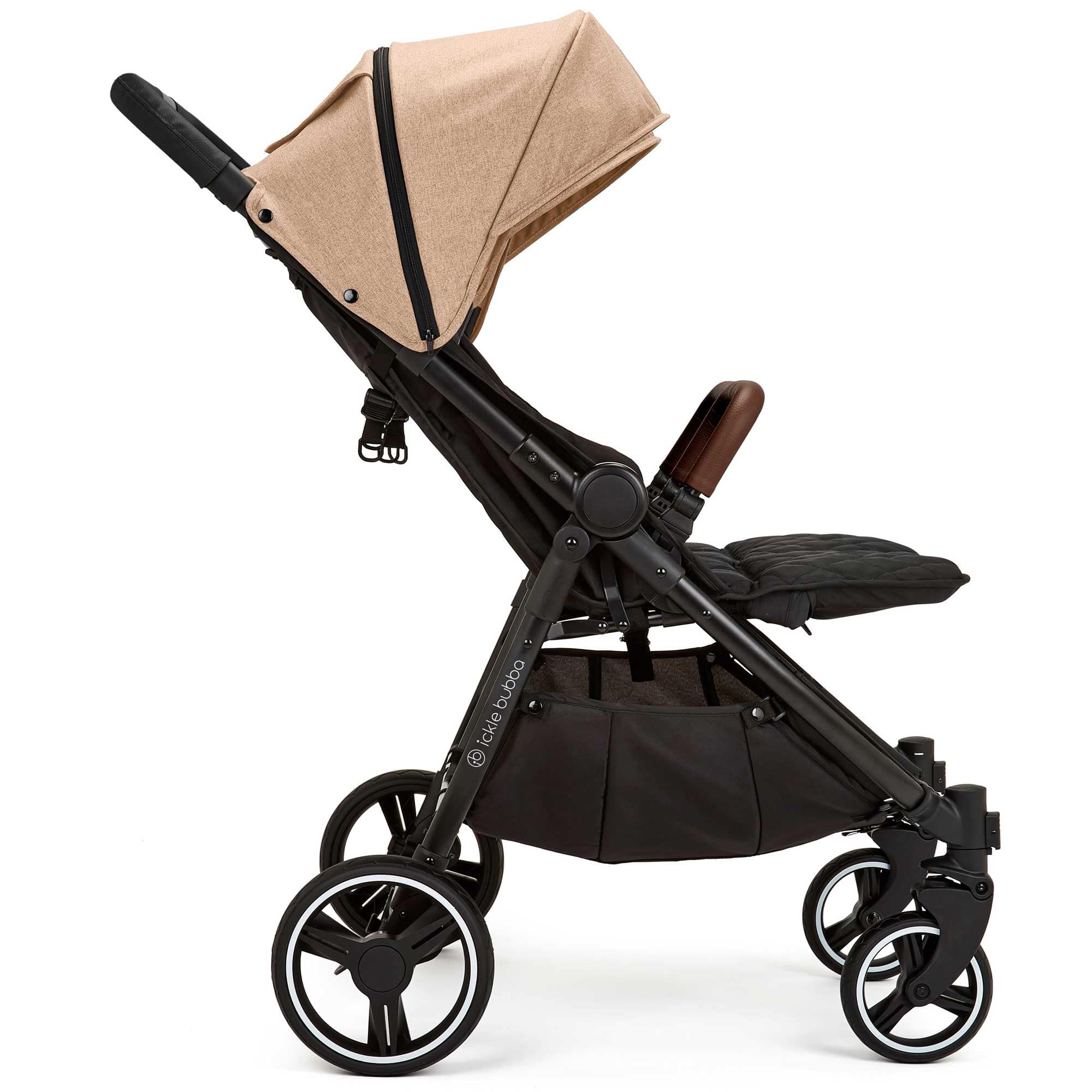 Ickle Bubba double buggies Ickle Bubba Venus Max Double Stroller - Black/Biscuit/Tan 16-004-200-157