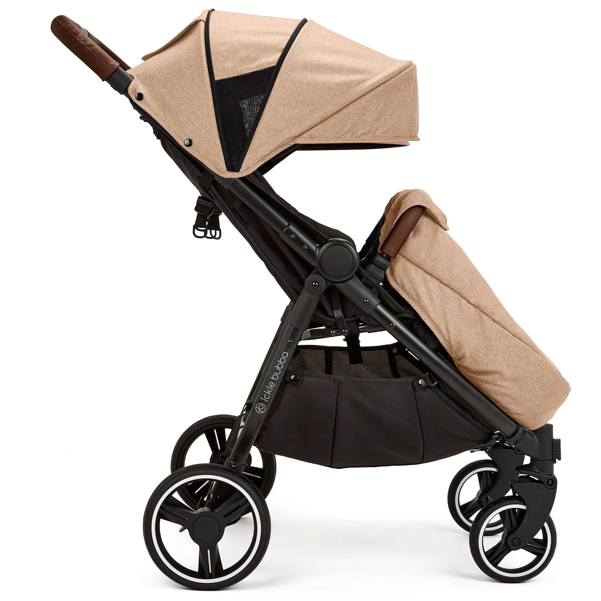 Ickle Bubba double buggies Ickle Bubba Venus Max Double Stroller - Black/Biscuit/Tan 16-004-200-157