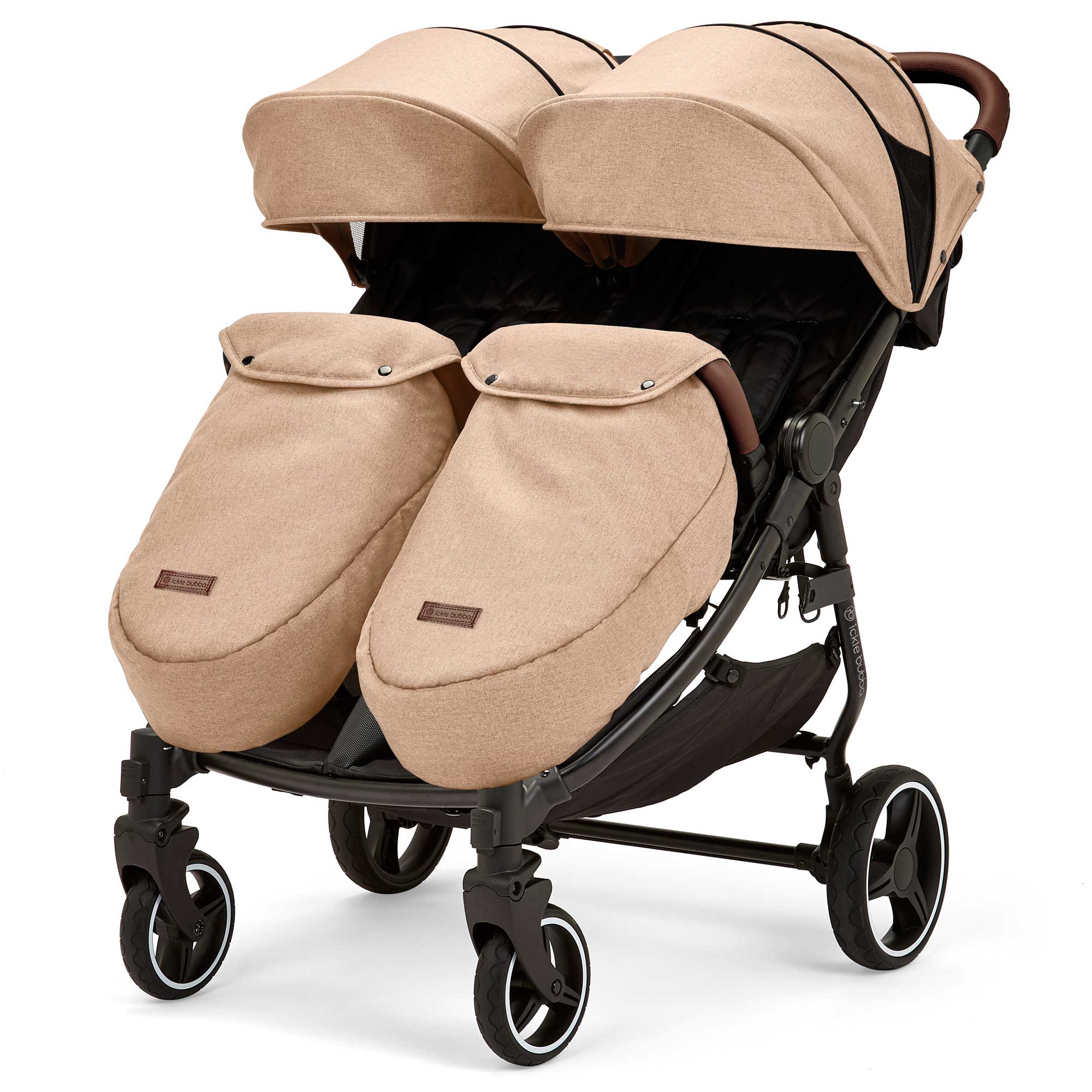 Ickle Bubba double buggies Ickle Bubba Venus Max Double Stroller - Black/Biscuit/Tan 16-004-200-157