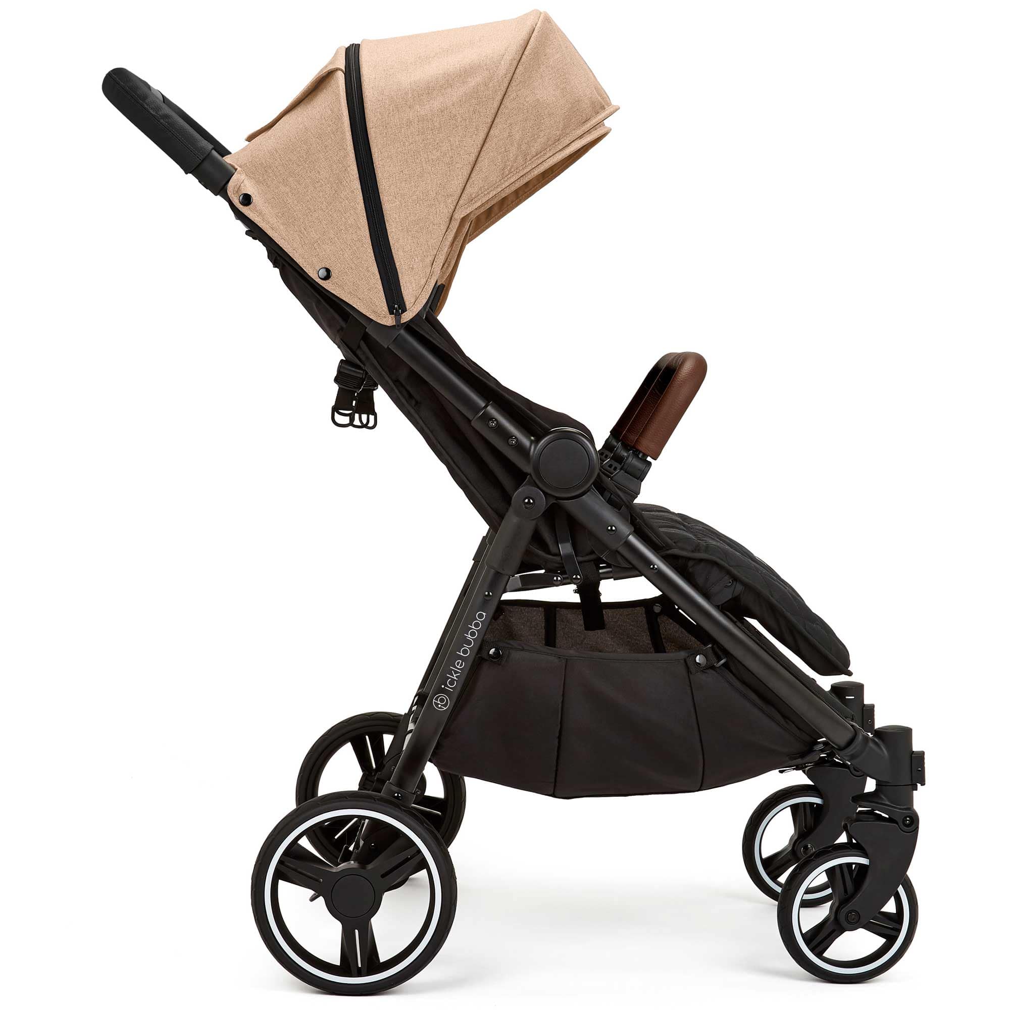 Ickle Bubba double buggies Ickle Bubba Venus Max Double Stroller - Black/Biscuit/Tan 16-004-200-157