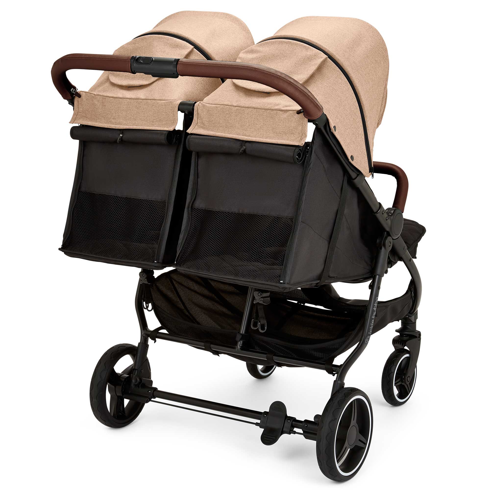 Ickle Bubba double buggies Ickle Bubba Venus Max Double Stroller - Black/Biscuit/Tan 16-004-200-157