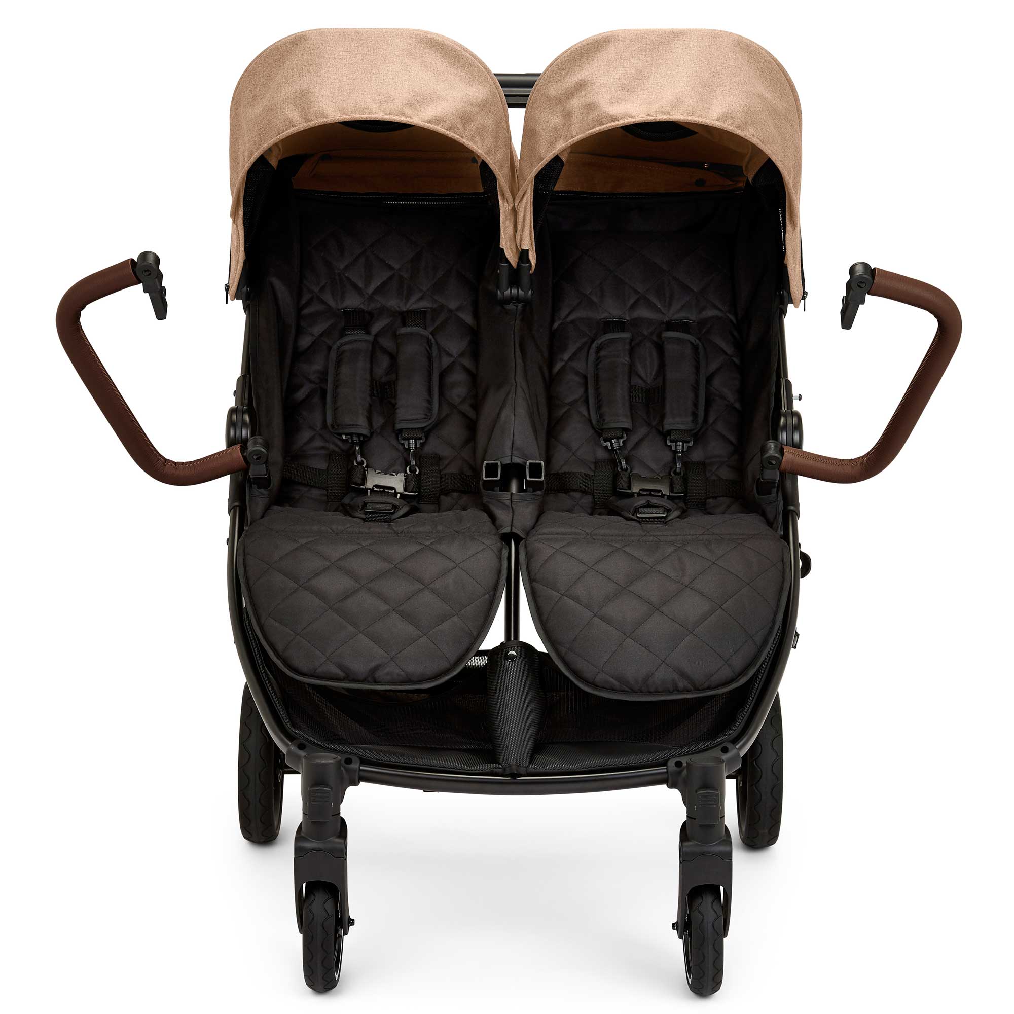 Ickle Bubba double buggies Ickle Bubba Venus Max Double Stroller - Black/Biscuit/Tan 16-004-200-157