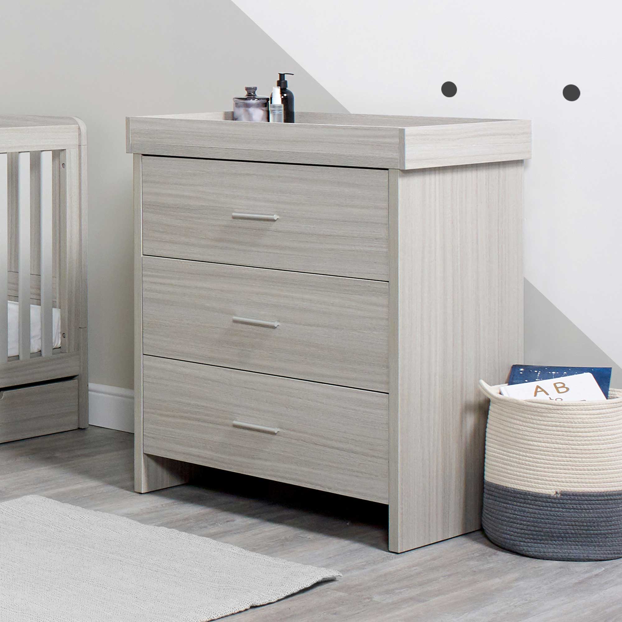 Ickle Bubba nursery room sets Ickle Bubba Pembrey 4 Piece Furniture Set and Under Drawer Ash Grey