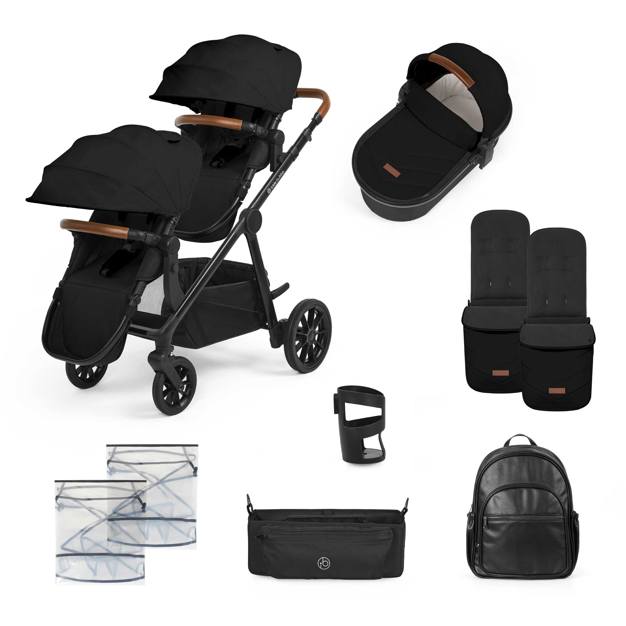 Ickle Bubba pushchairs & buggies Ickle Bubba Virgo 2 in 1  Pushchair - Black/Black/Tan 12-001-000-003